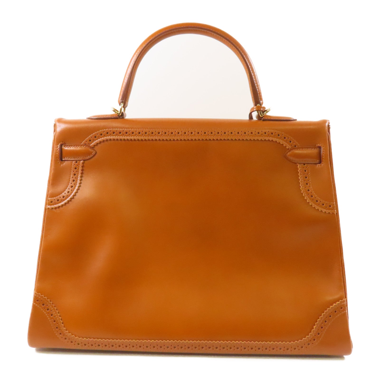 HERMES Tadelakt皮革Kelly Ghillies 35手挽肩背兩用袋34 Fauve