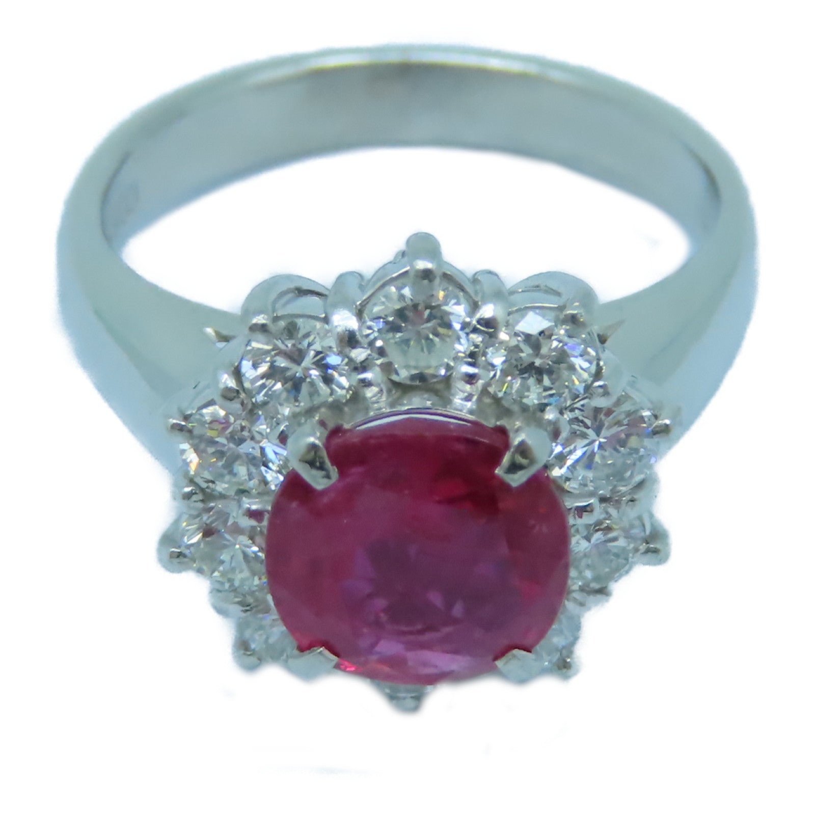 JEWELRY **【激減優惠】PT900鉑金1.54ct紅寶石0.75ct鑽石戒指銀色US#4.75