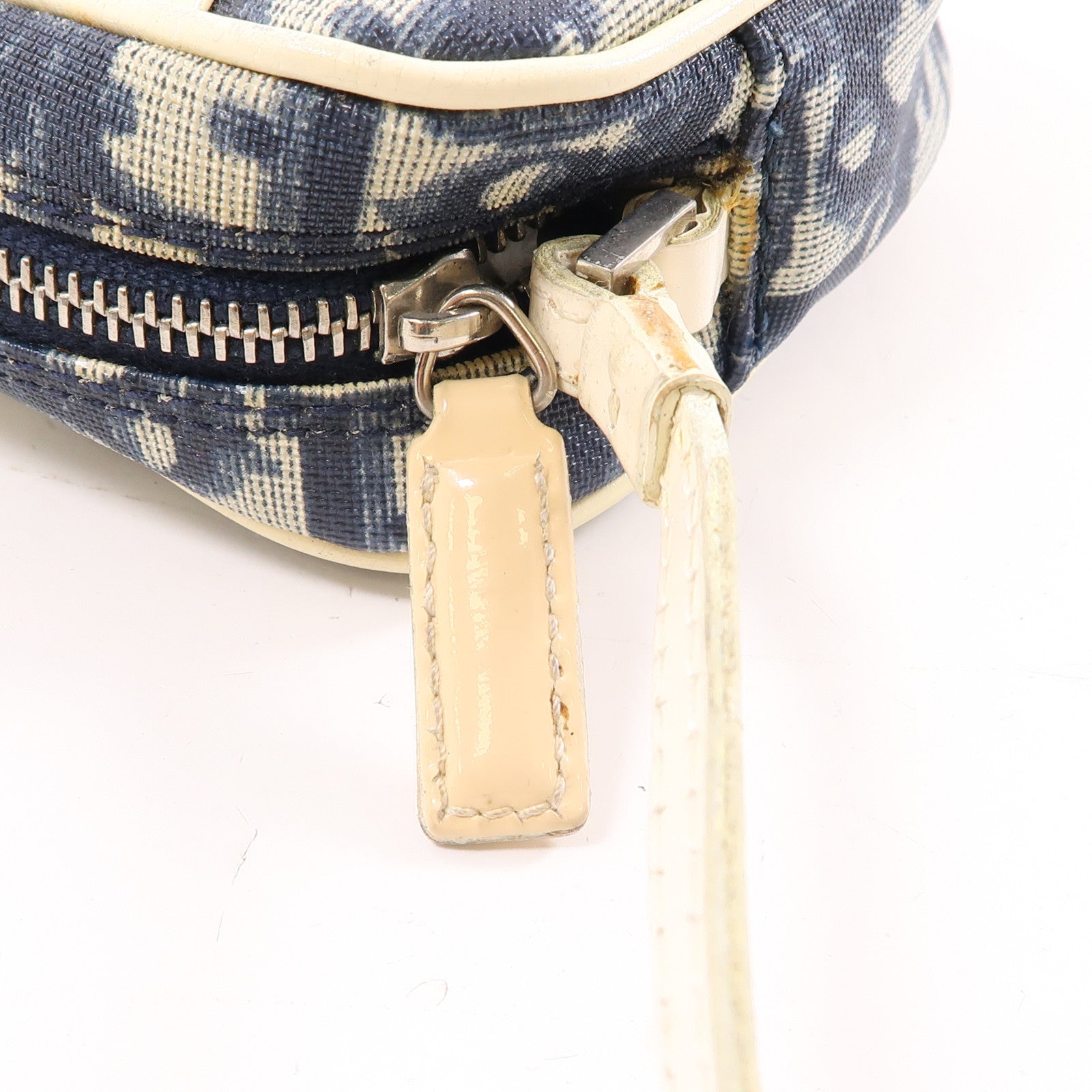 Dior CD SHW Shoulder Bag Handbag Coated Canvas Bule White