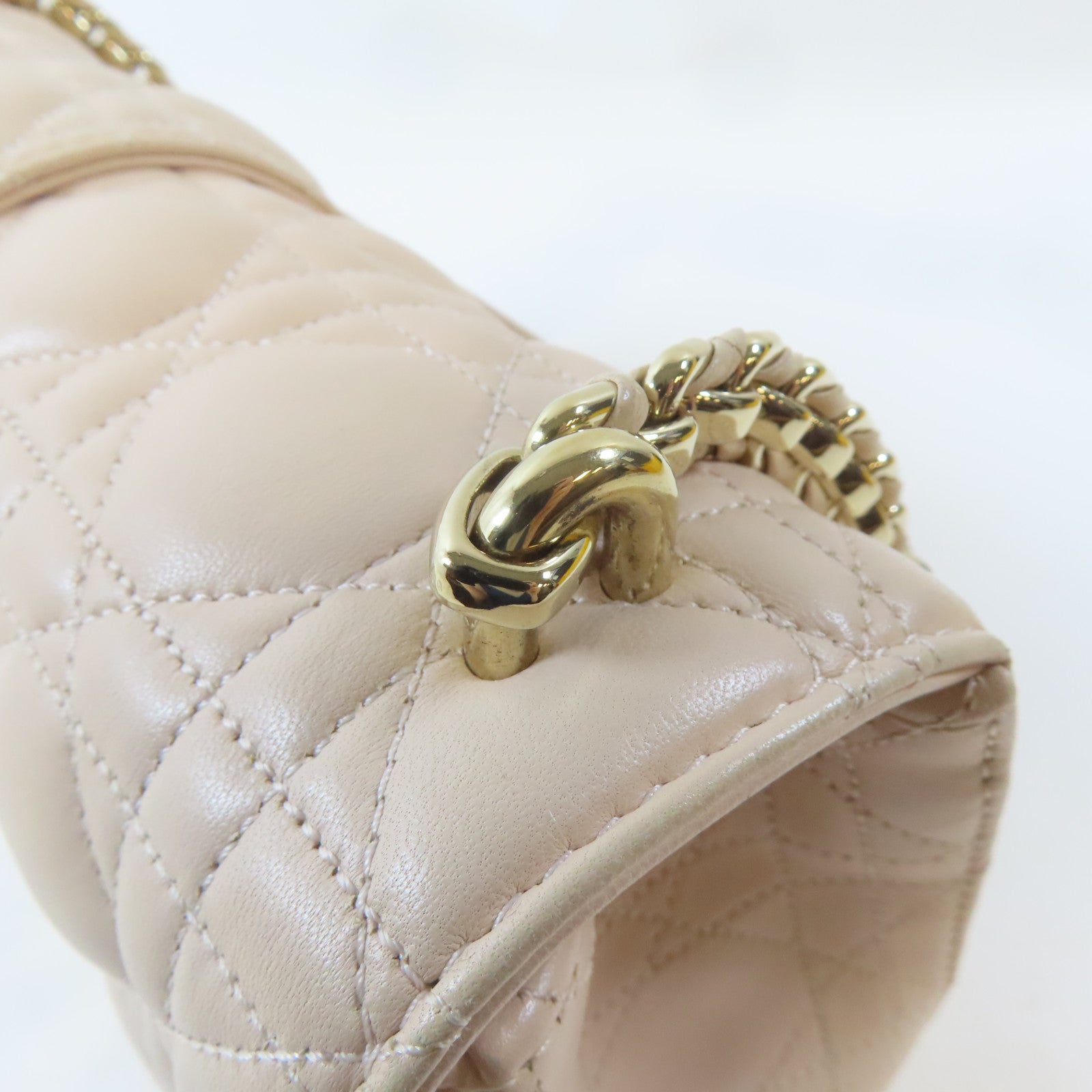 Dior 羊皮皮革Chain Shoulder金扣鏈帶肩背袋淺粉紅色