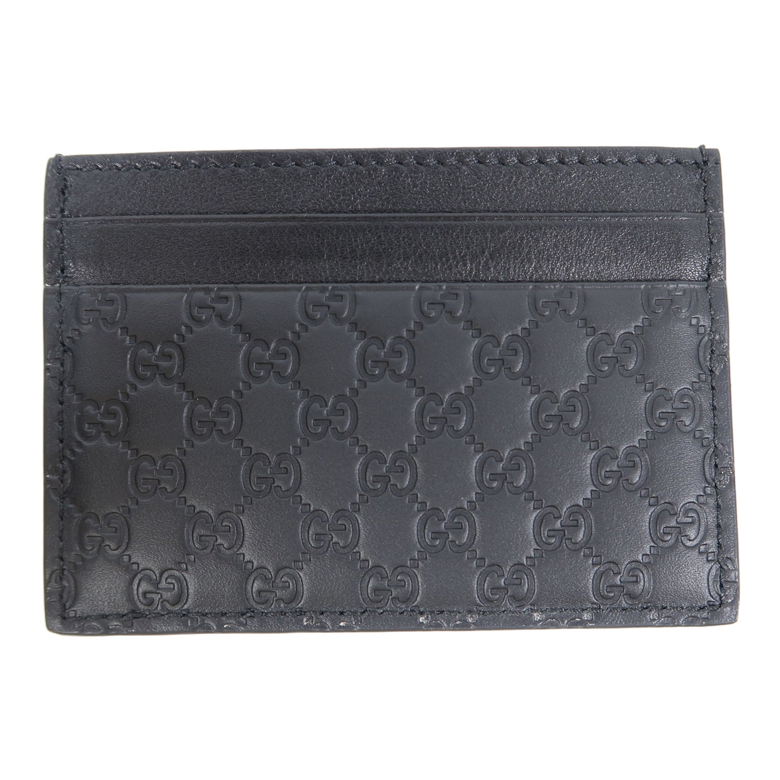 GUCCI 牛皮皮革Micro Guccissima Card Case卡片套黑色