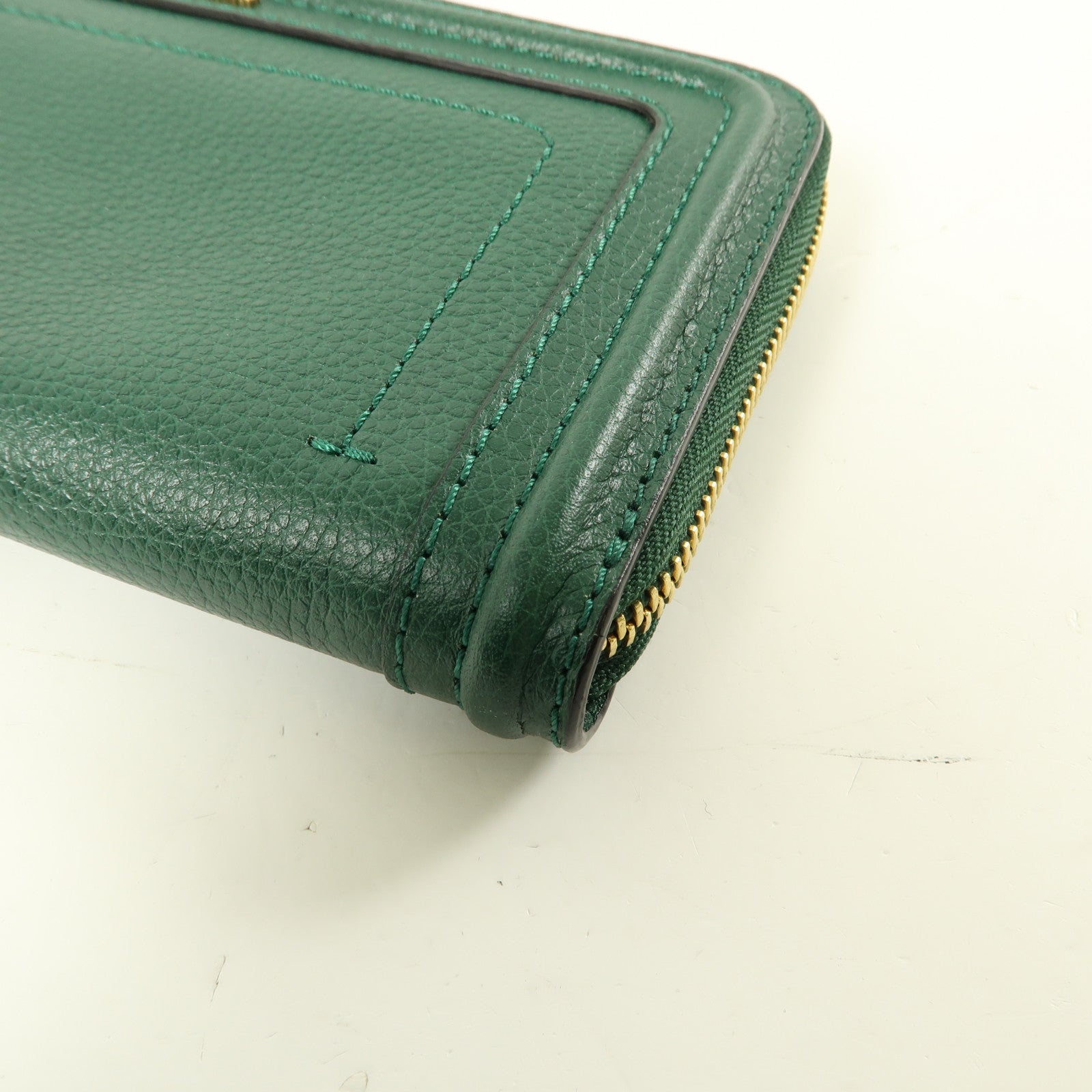 Chloe 牛皮皮革Long Wallet金扣長錢包綠色