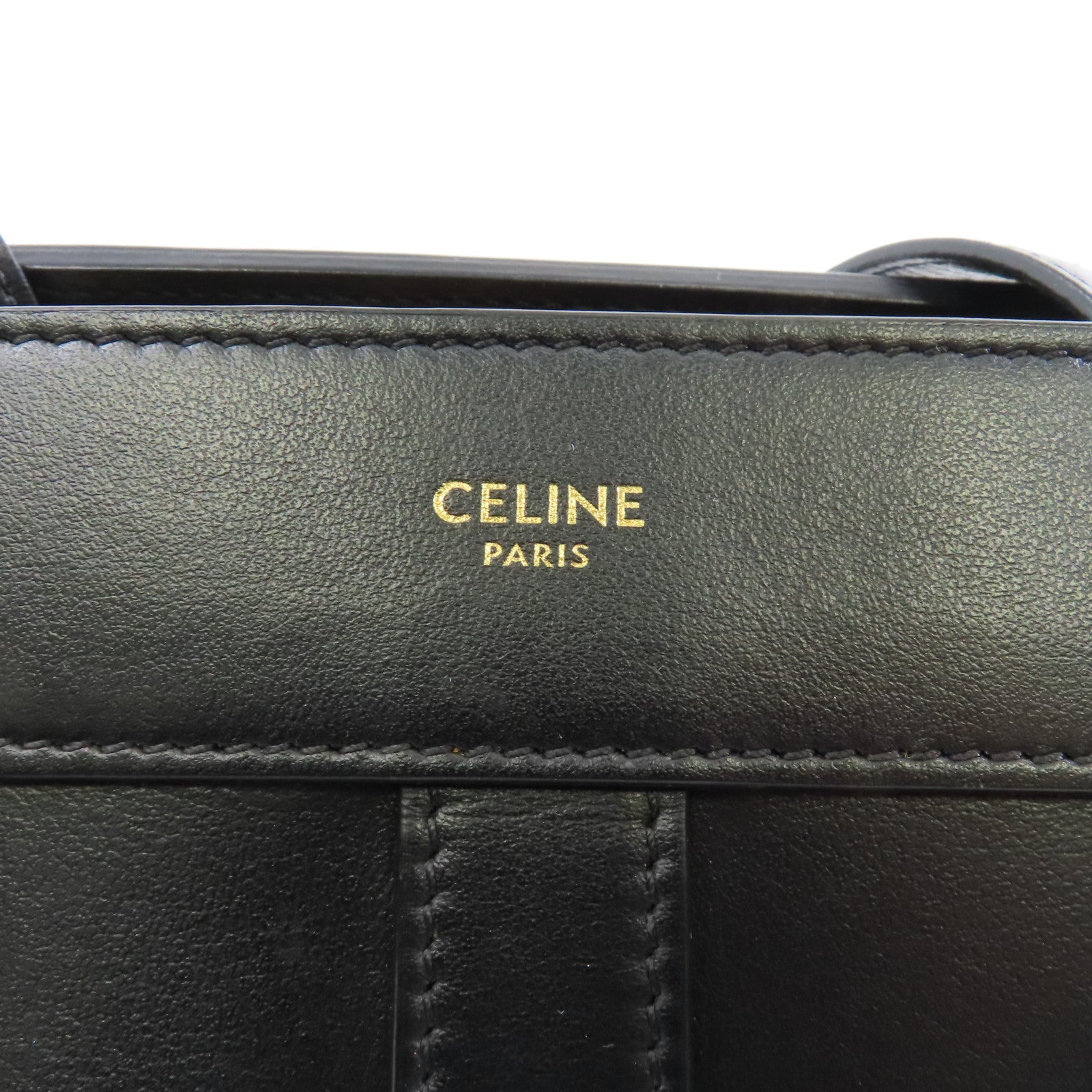 CELINE 牛皮皮革Teen Cabas金扣肩背袋黑色
