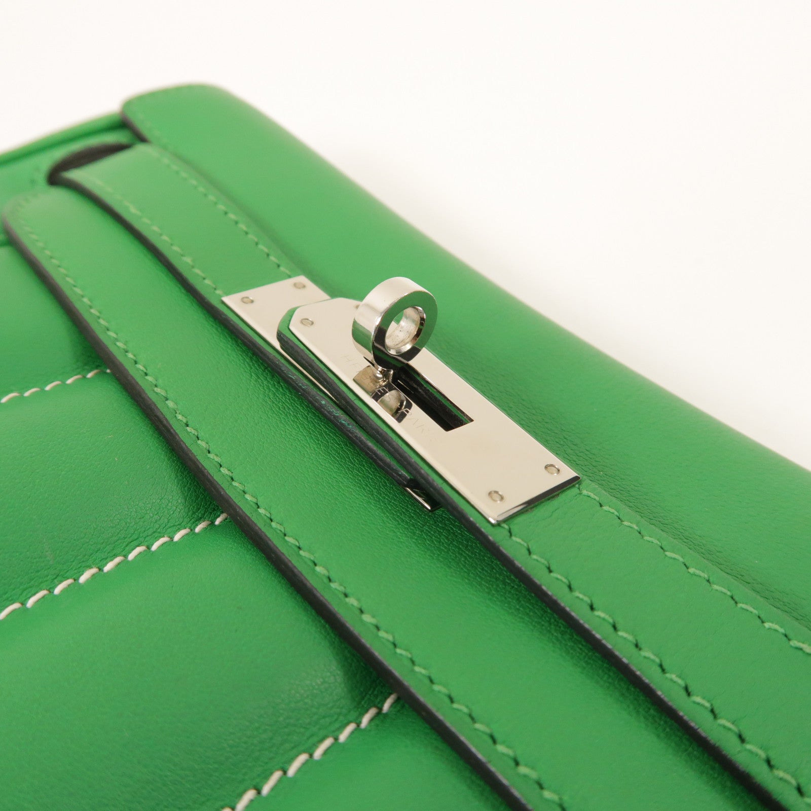HERMES Swift皮革Mini Berline銀扣肩背袋竹子色