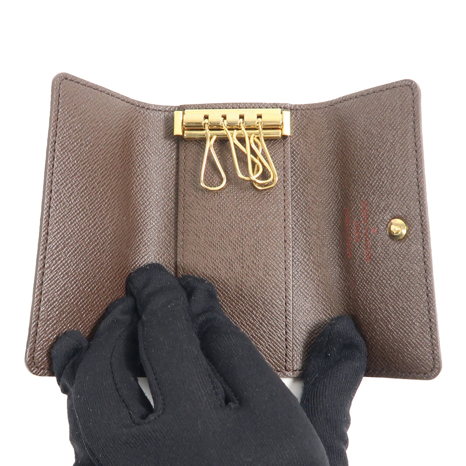 LOUIS VUITTON Damier 4 Key Holder金扣鎖匙包棕色