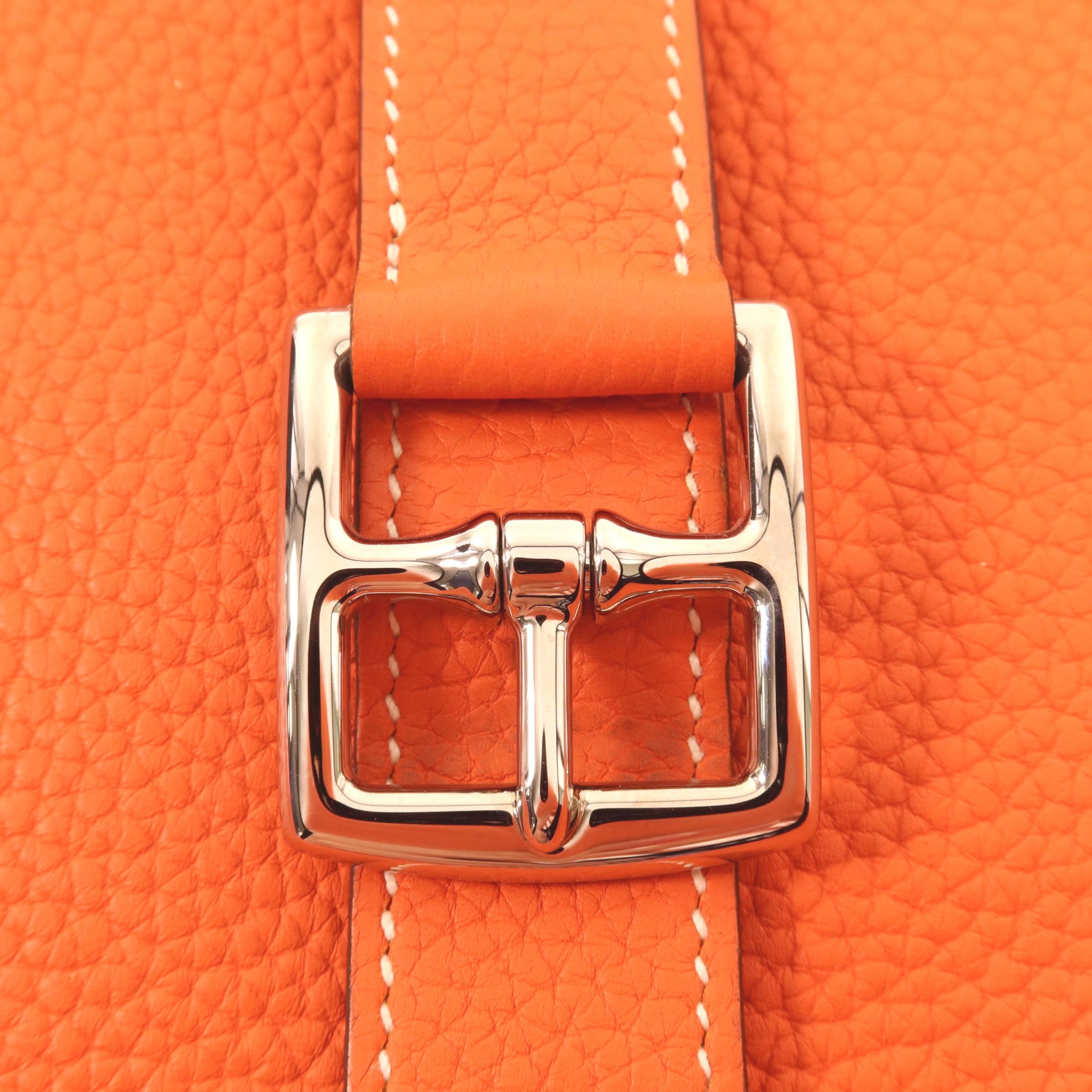 HERMES Clemence皮革Halzan 31銀扣手挽肩背兩用袋Orange