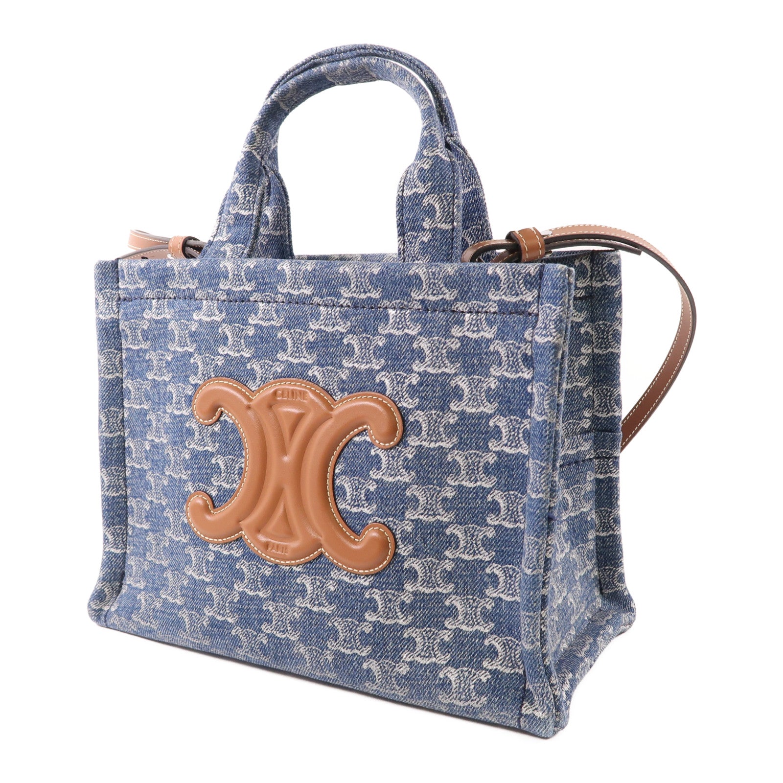 CELINE 牛仔布Cabas Thais銀扣手挽肩背兩用袋