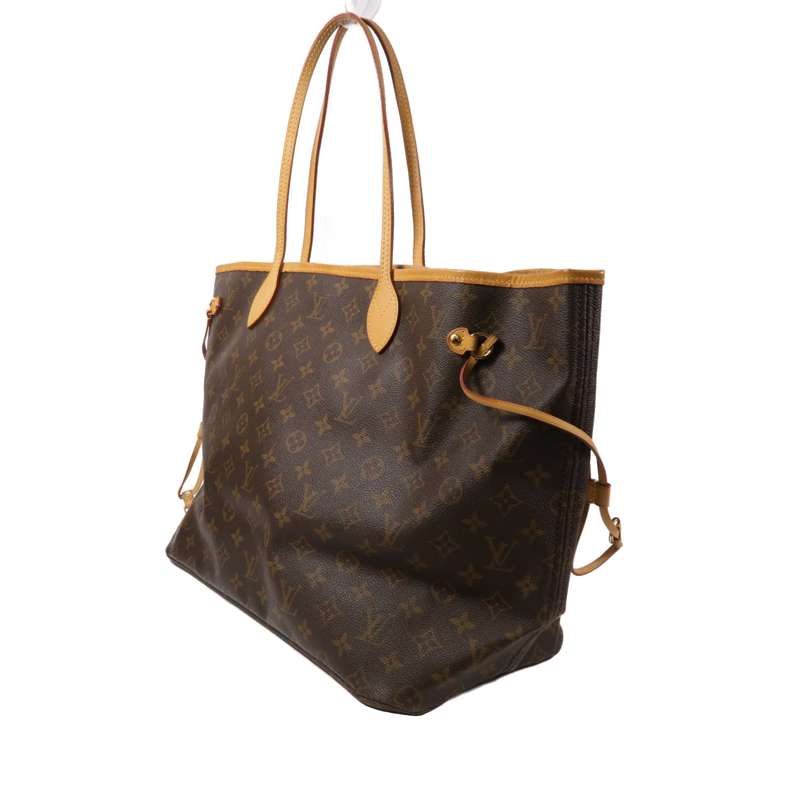 LOUIS VUITTON Monogram Neverfull GM金扣手挽袋啡色