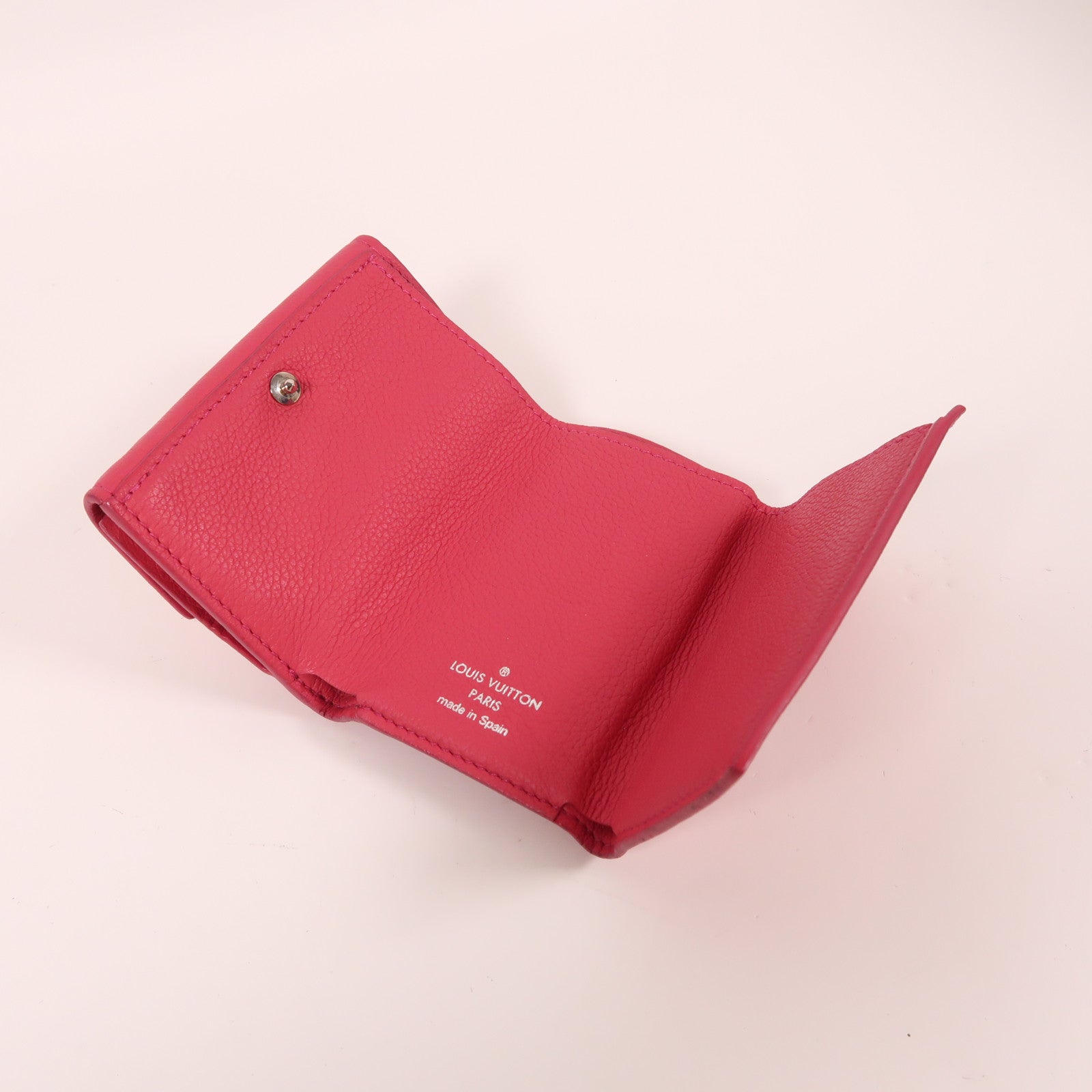 LOUIS VUITTON 牛皮皮革Portefeuille Rock Mini銀扣錢包粉紅色