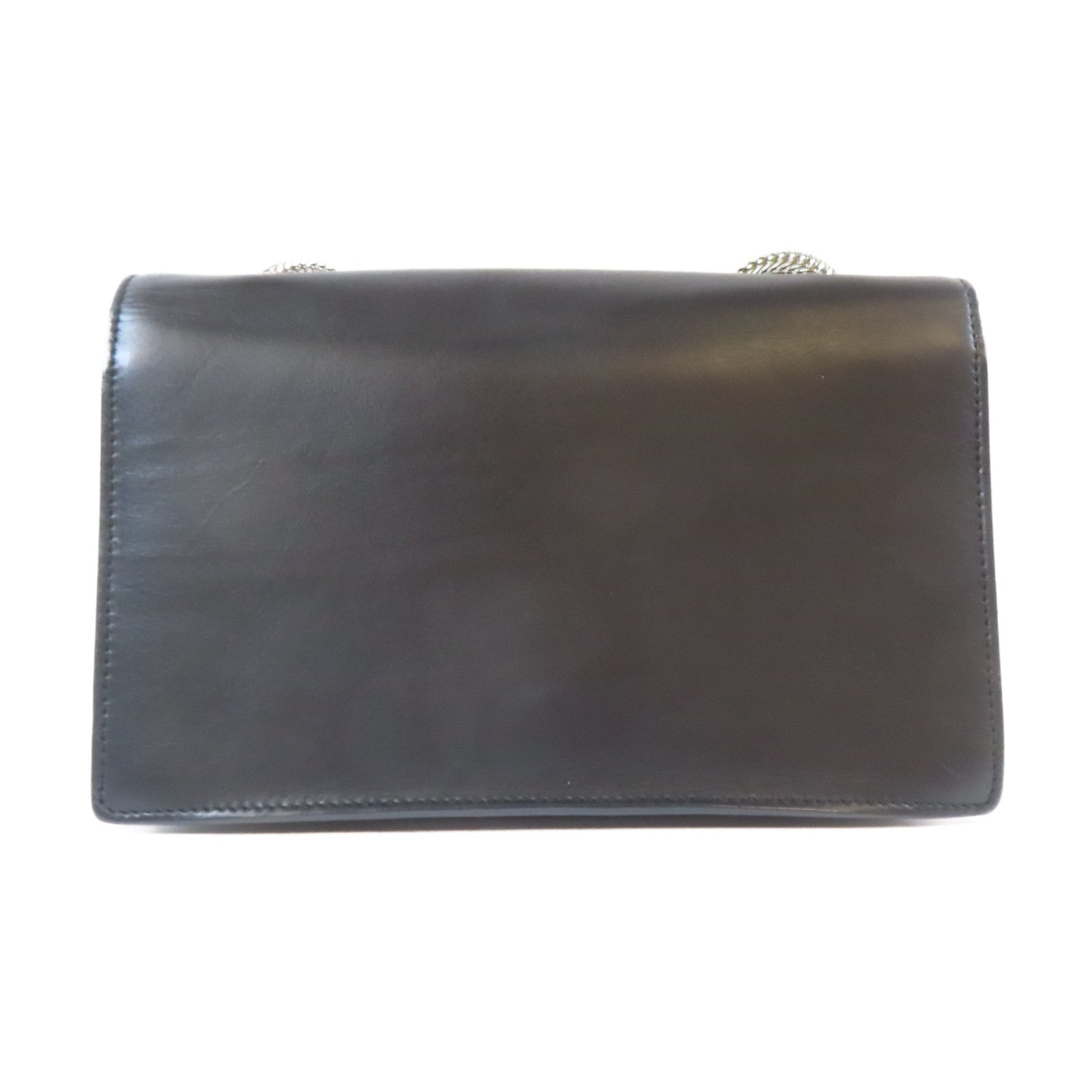 SAINT LAURENT 【激減優惠】牛皮皮革Shoulder Bag銀扣鏈帶肩背袋黑色