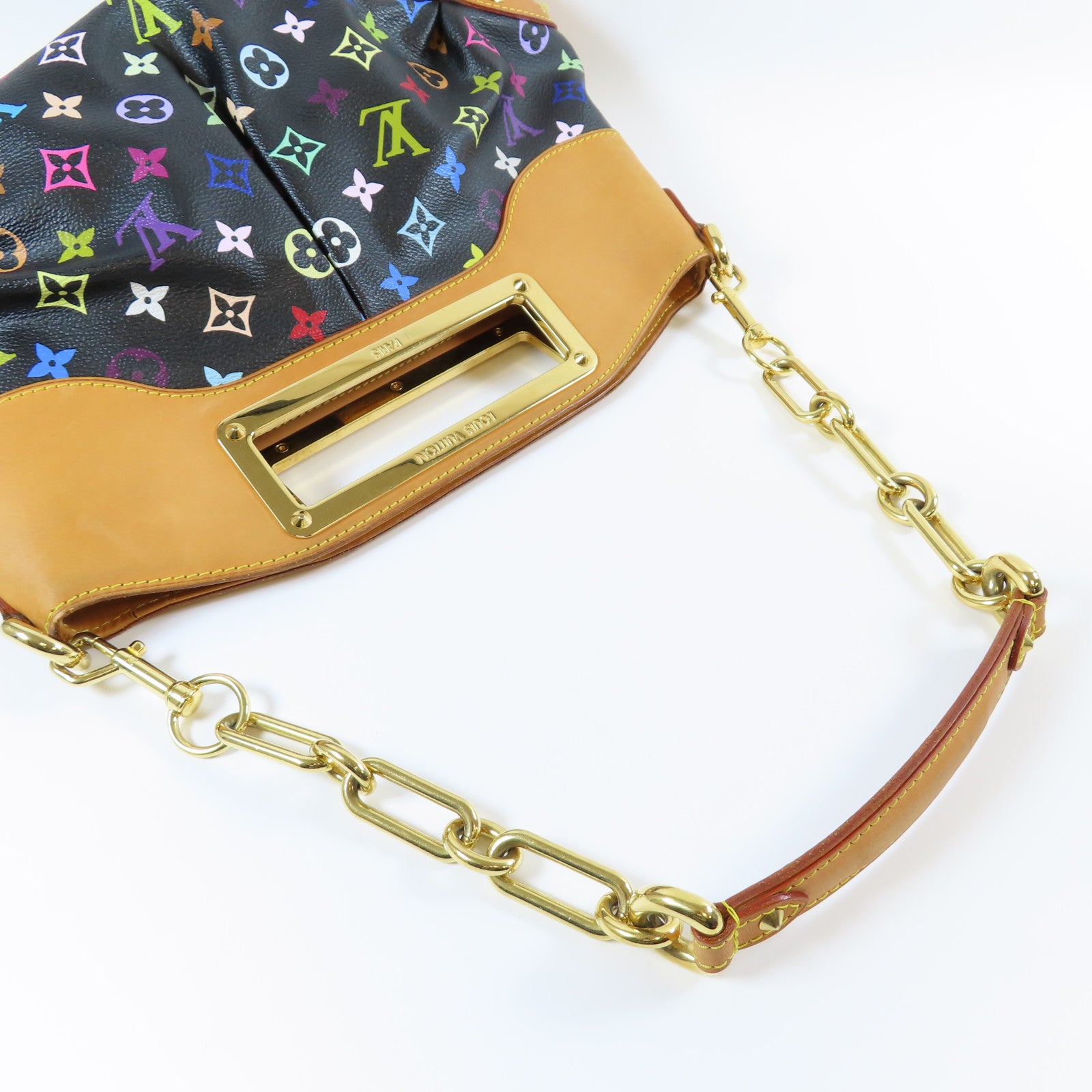 LOUIS VUITTON 【激減優惠】Monogram Multicolore Judy MM金扣手挽肩背兩用袋黑色/啡色