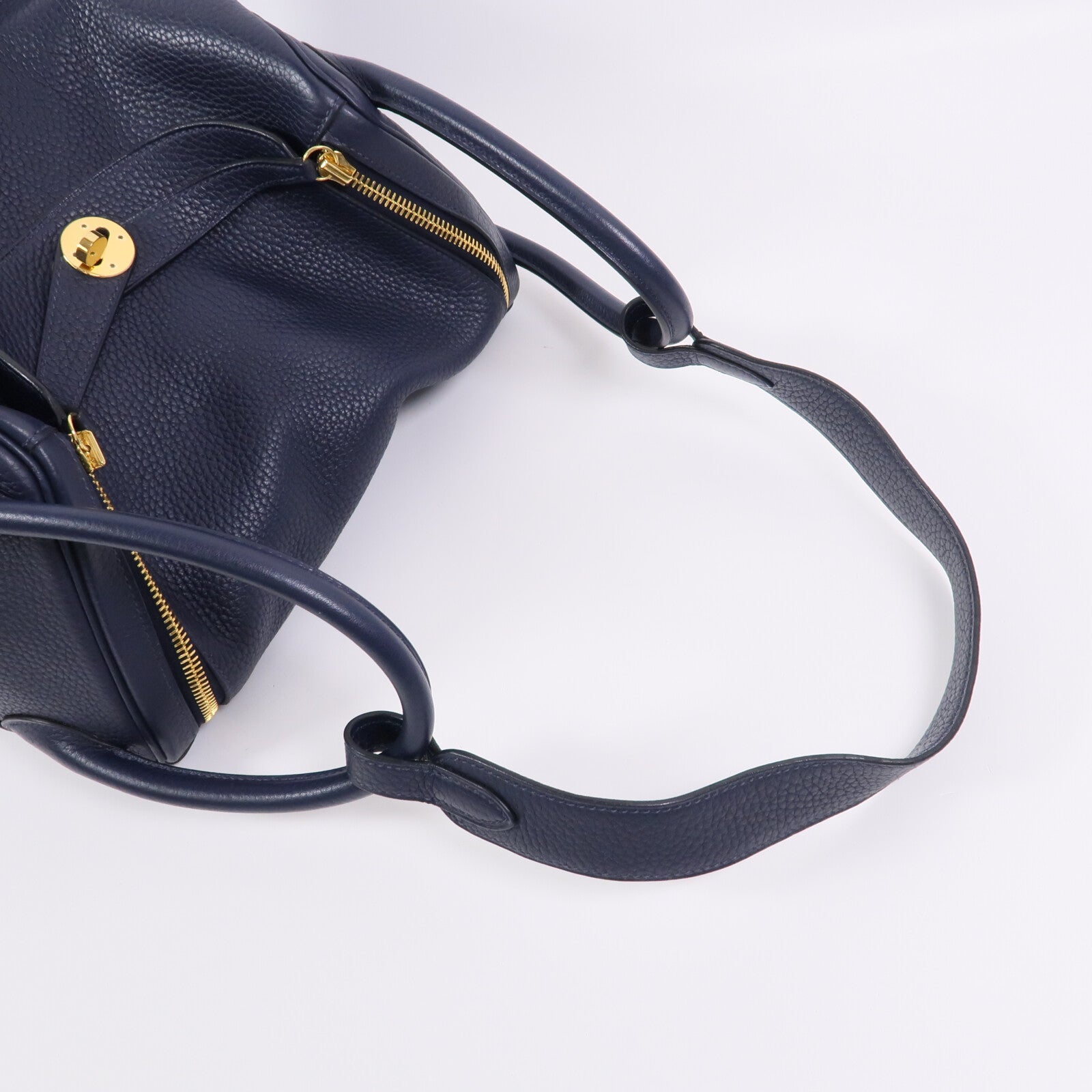 HERMES Clemence皮革Lindy 30肩背袋Bleu Nuit