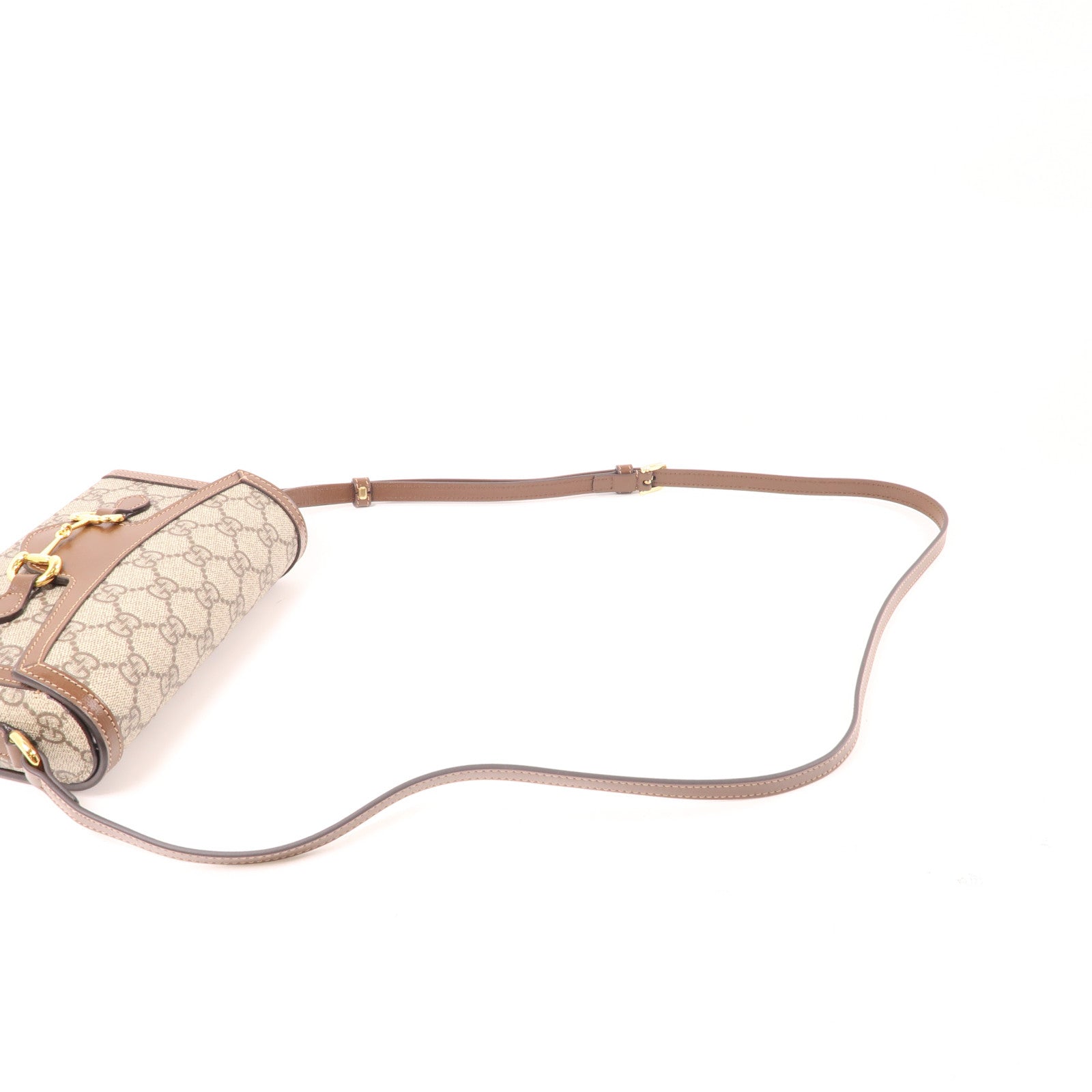 GUCCI 塗層帆布GG Supreme 1955金扣肩背袋棕色