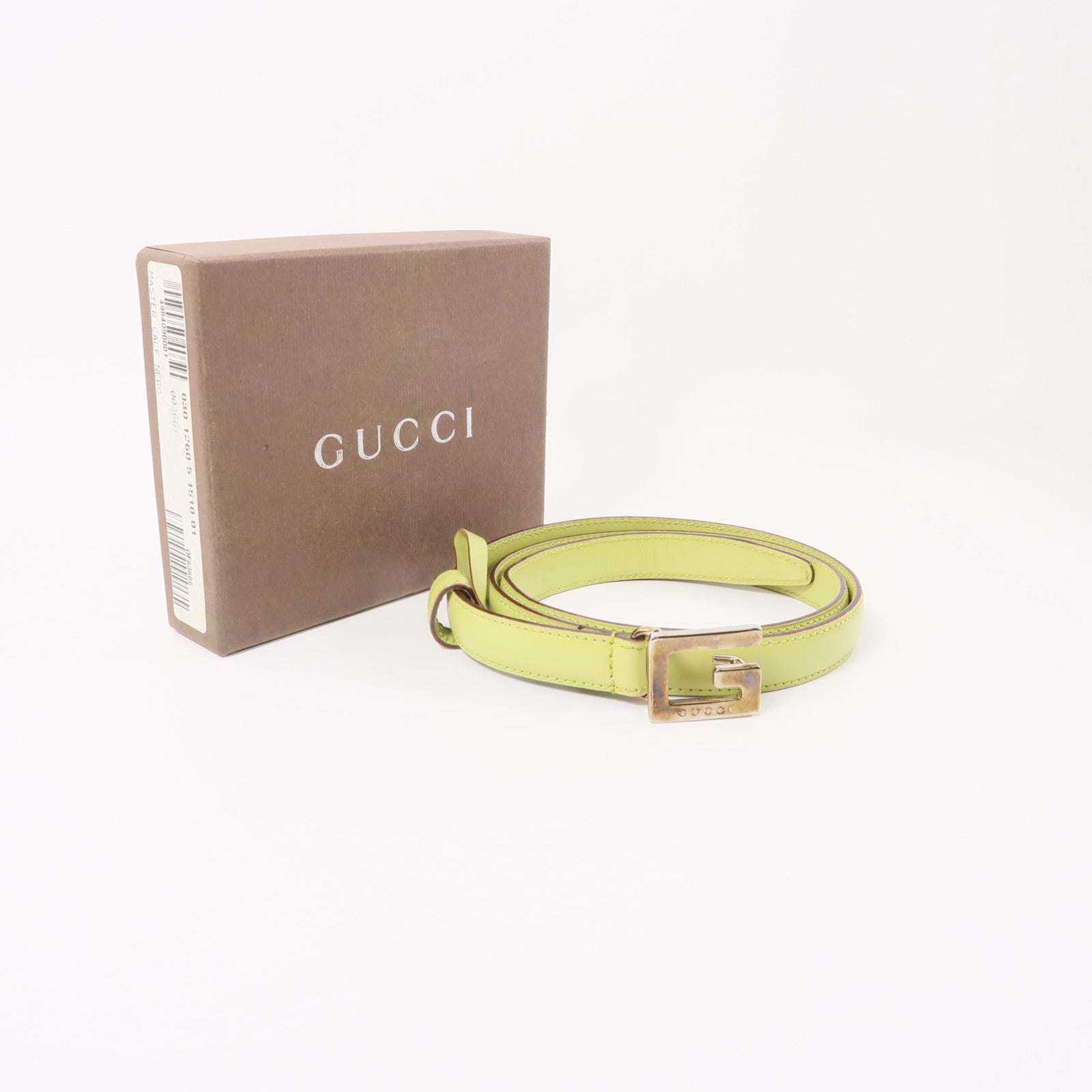 GUCCI 皮革Belt銀扣皮帶綠色