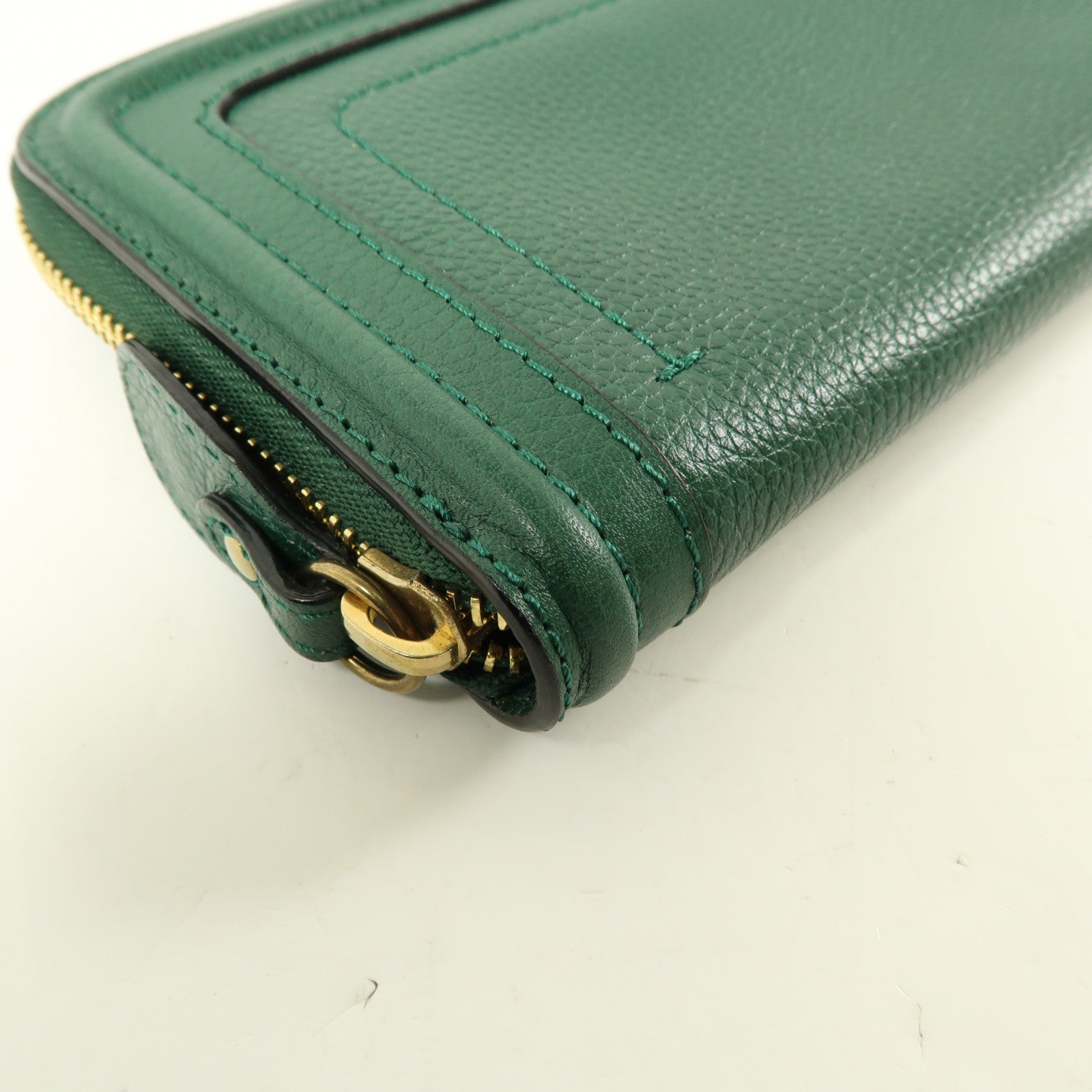 Chloe 牛皮皮革Long Wallet金扣長錢包綠色