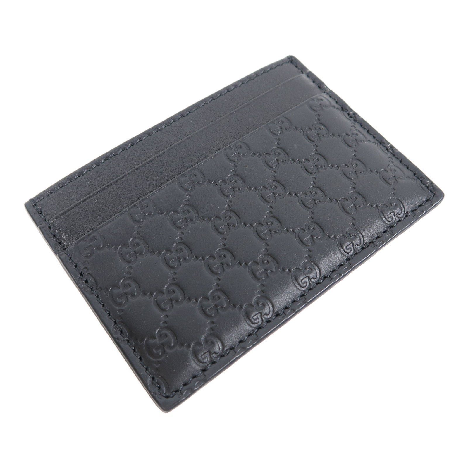 GUCCI 牛皮皮革Micro Guccissima Card Case卡片套黑色
