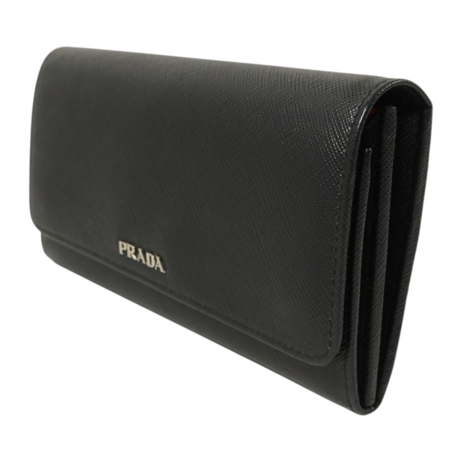 PRADA Saffiano皮革Long Wallet銀扣長錢包