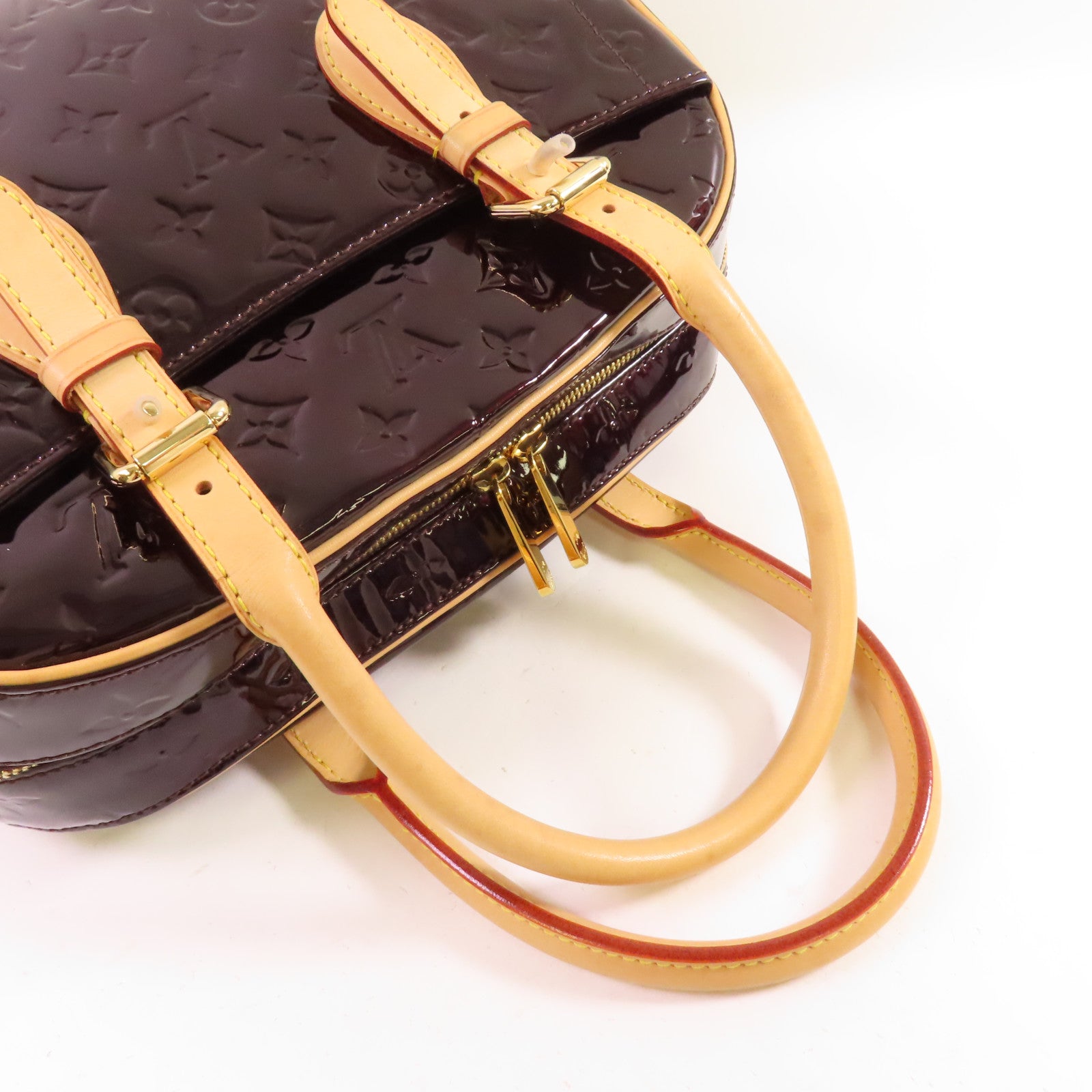 LOUIS VUITTON Vernis Summit Drive金扣手挽袋酒紅色