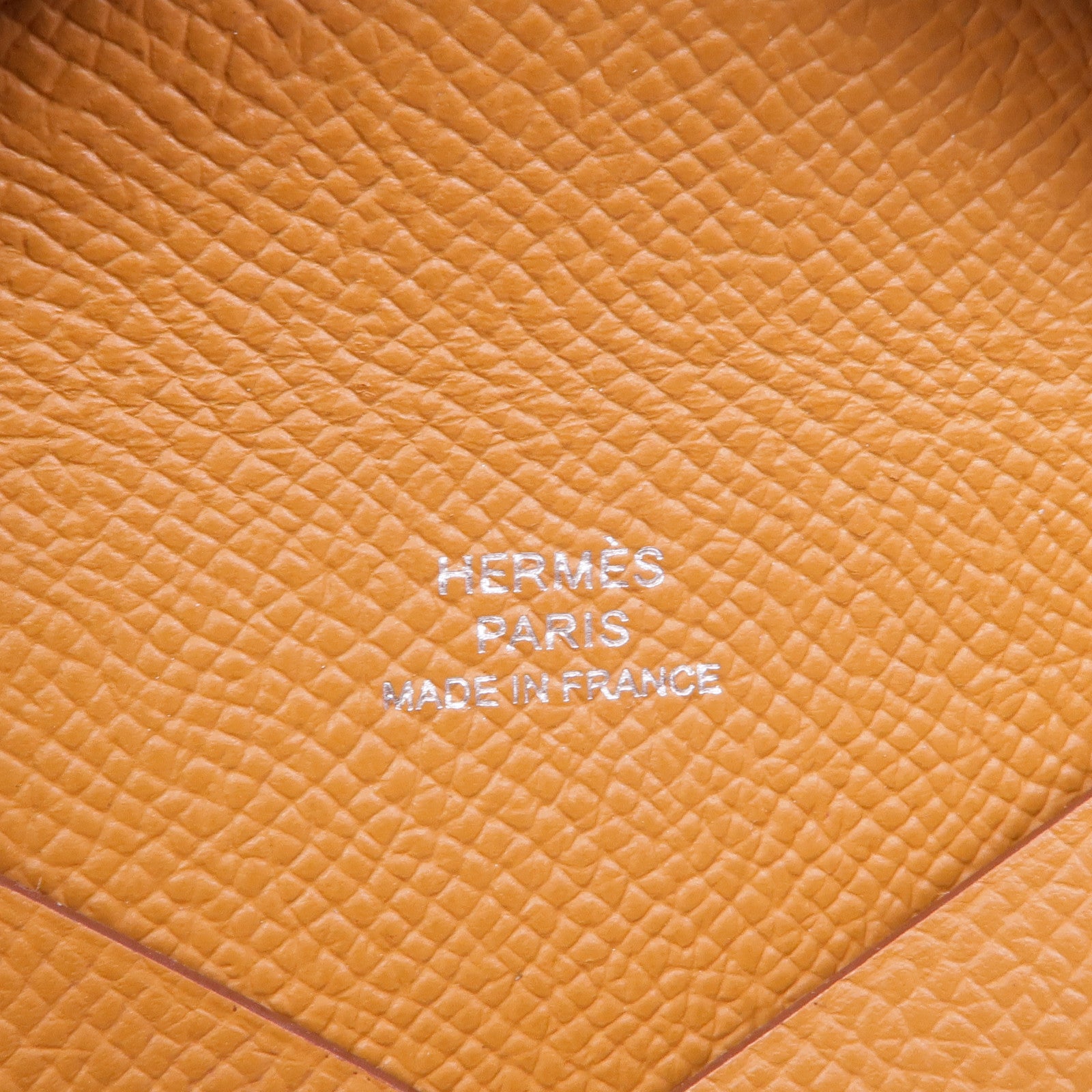 HERMES Epsom皮革Calvi Duo銀扣零錢包Gold