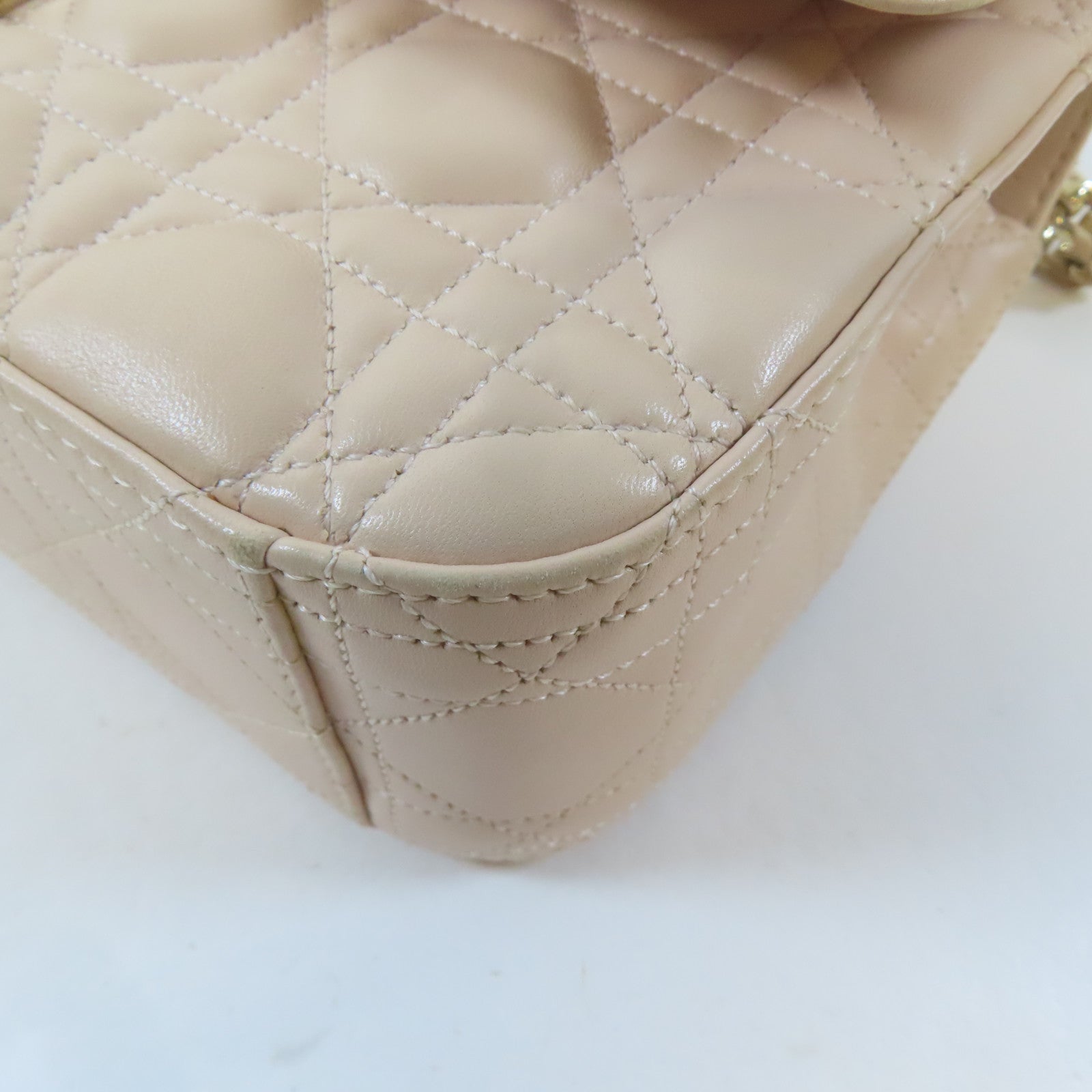 Dior 羊皮皮革Chain Shoulder金扣鏈帶肩背袋淺粉紅色