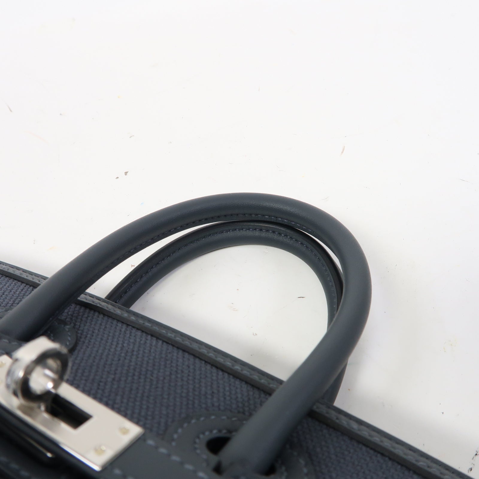 HERMES 帆布Birkin 25銀扣手挽袋霧霾灰色
