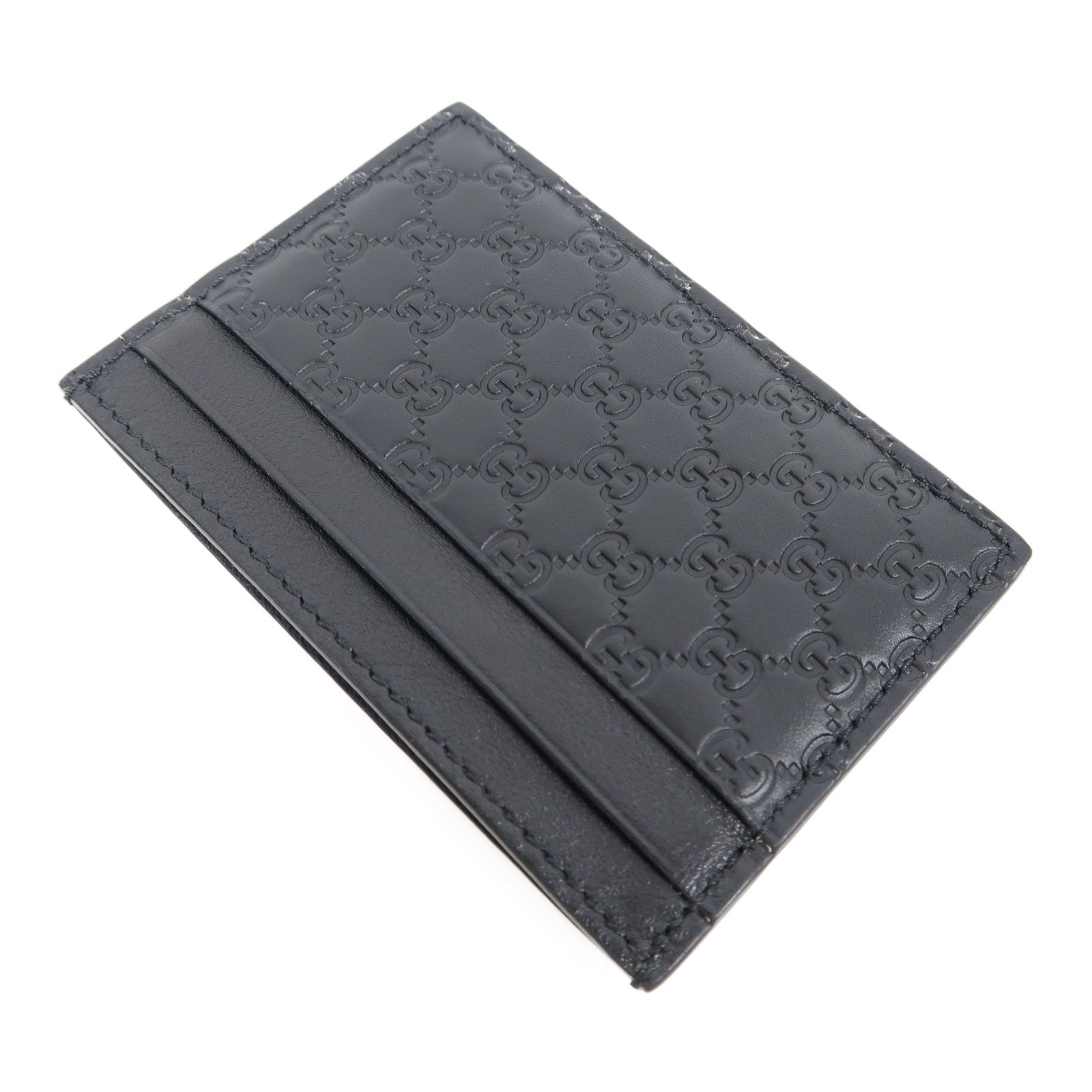 GUCCI 牛皮皮革Micro Guccissima Card Case卡片套黑色