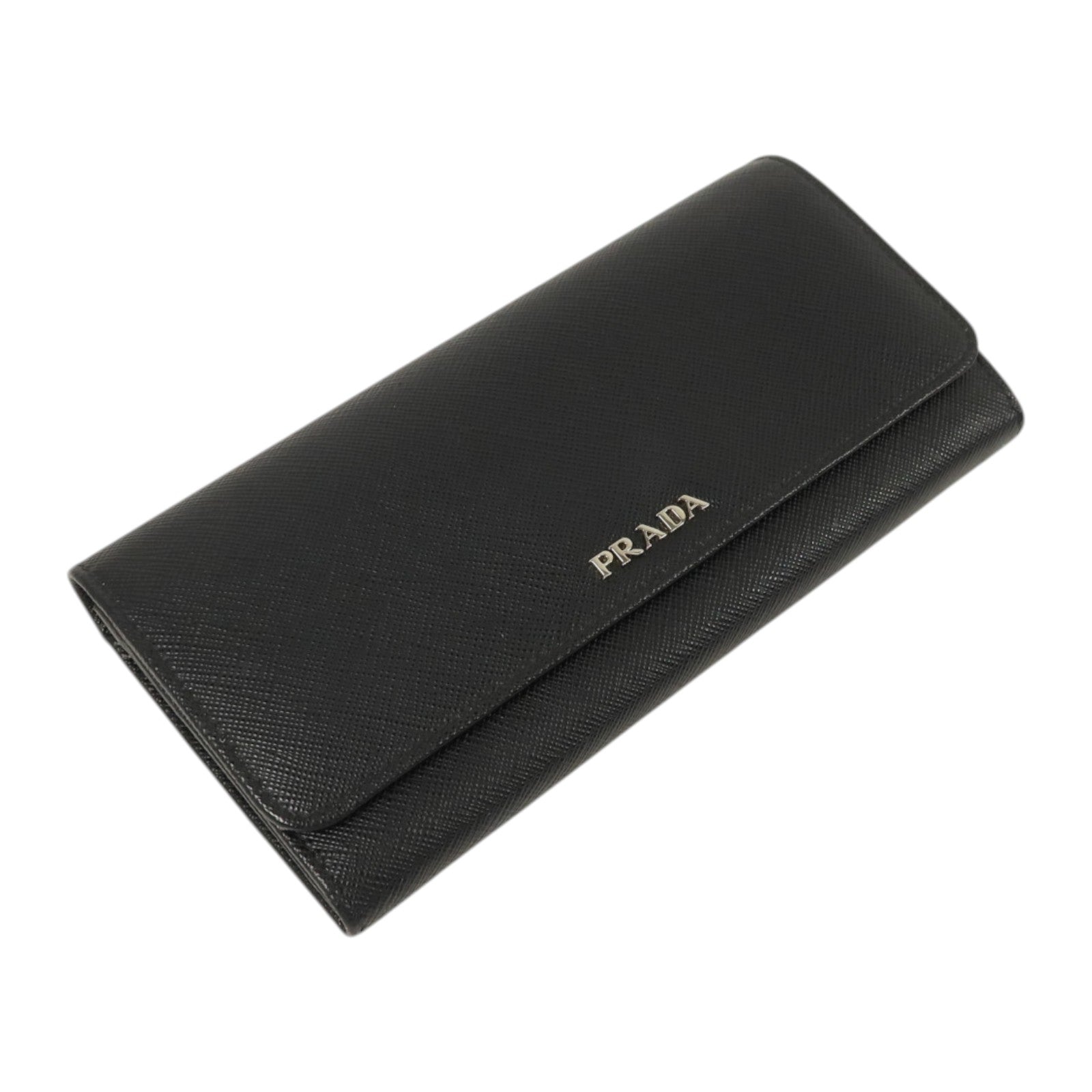 PRADA Saffiano皮革Long Wallet銀扣長錢包