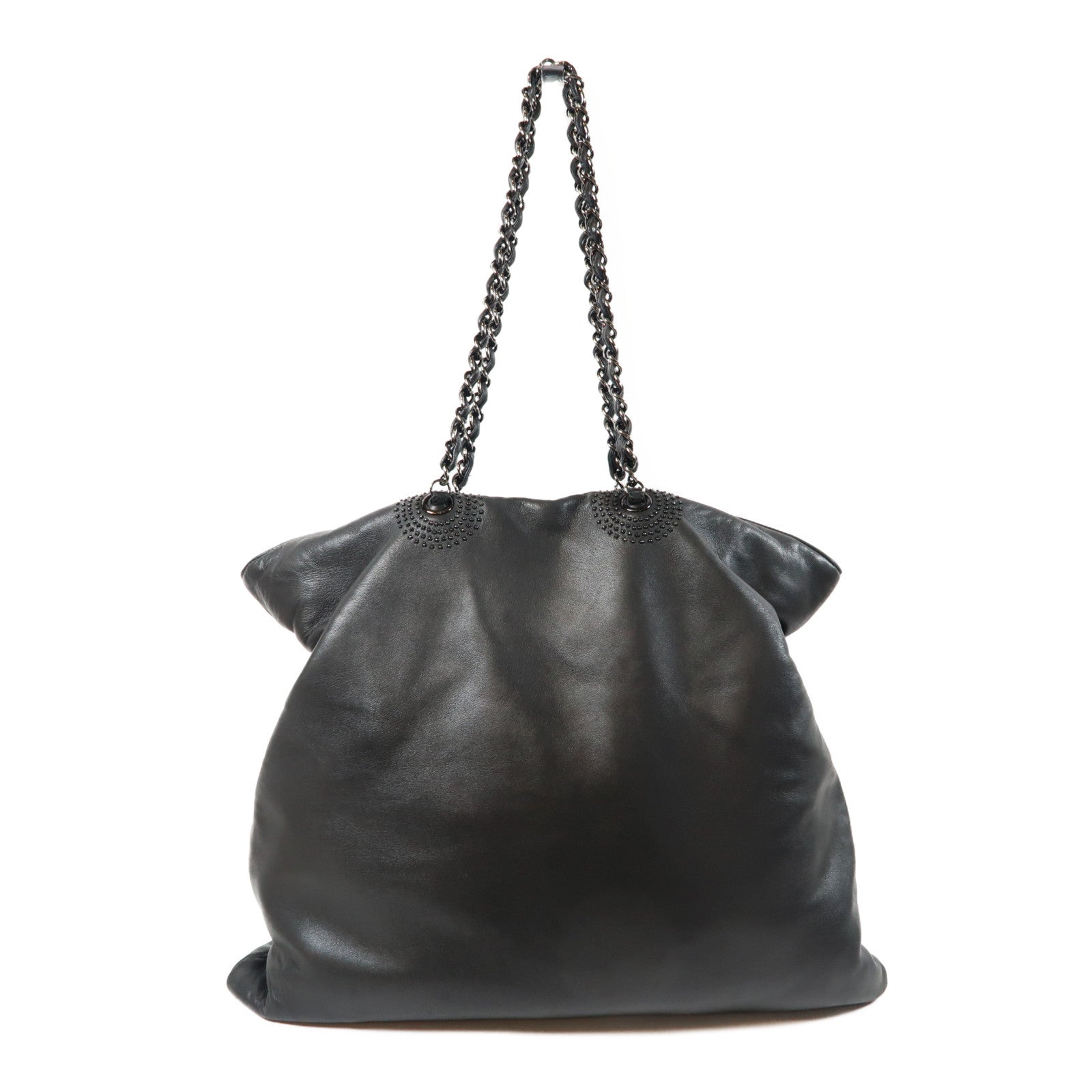 CHANEL 【激減優惠】羊皮皮革Shoulder Bag銀扣鏈帶肩背袋黑色