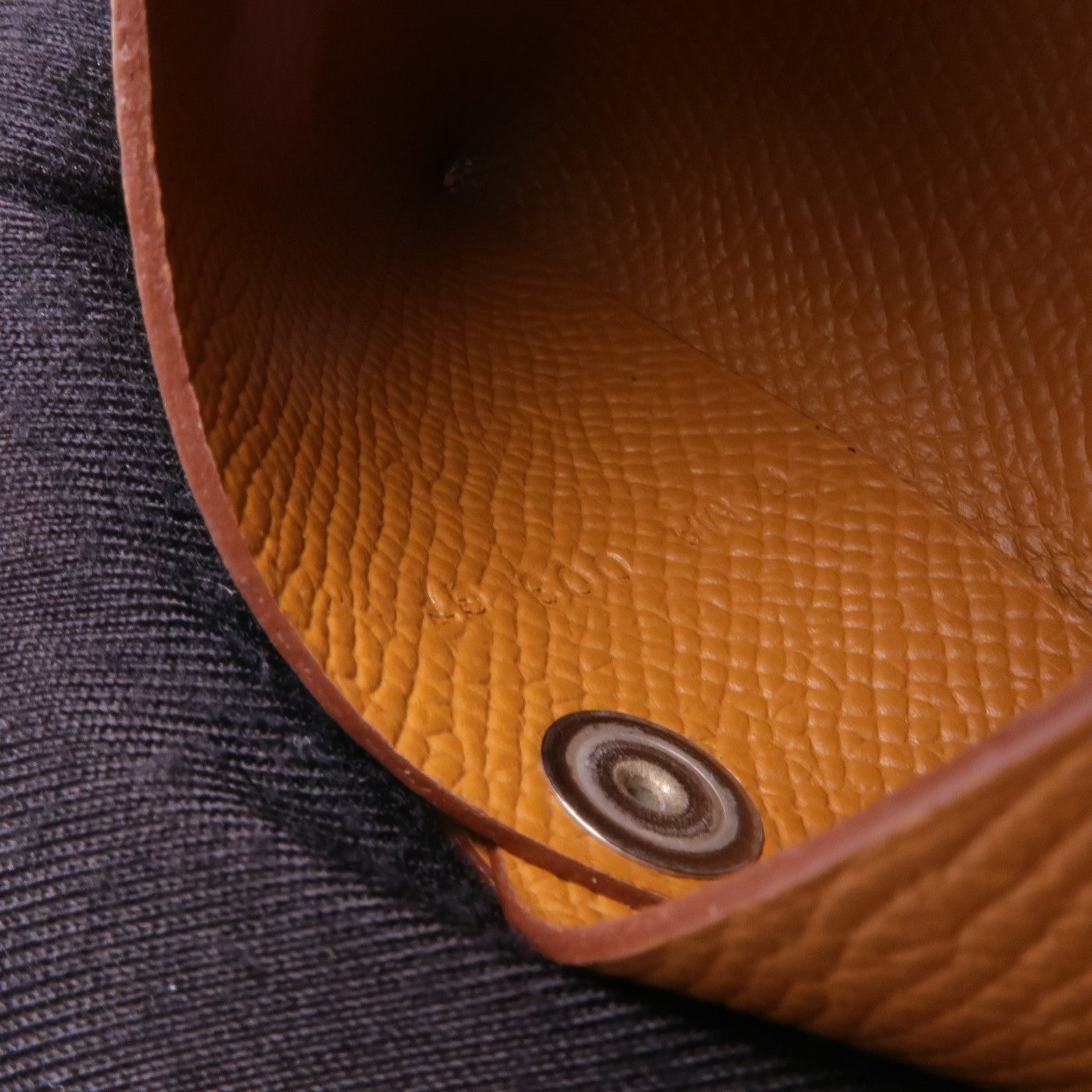 HERMES Epsom皮革Calvi Duo銀扣零錢包Gold