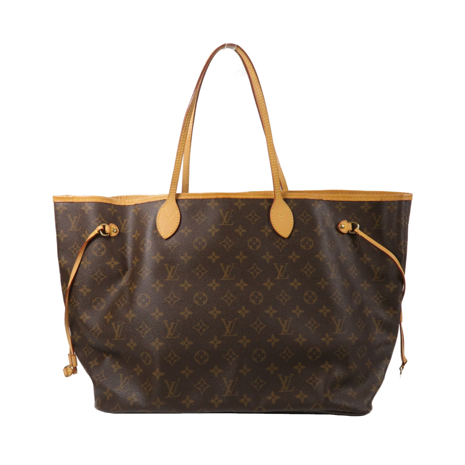 LOUIS VUITTON Monogram Neverfull GM金扣手挽袋啡色