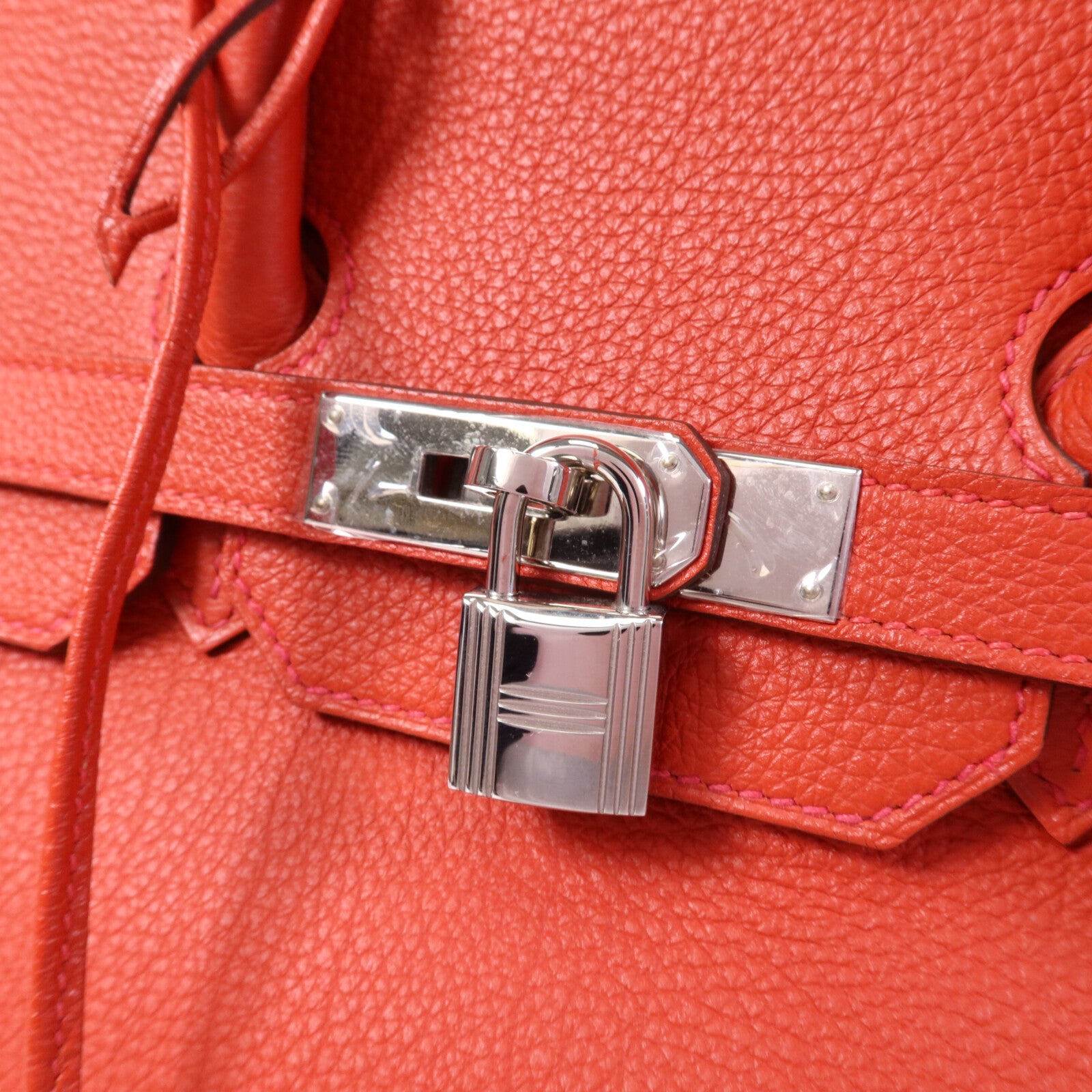HERMES Togo皮革Birkin 35銀扣手挽袋Rouge De Coeur