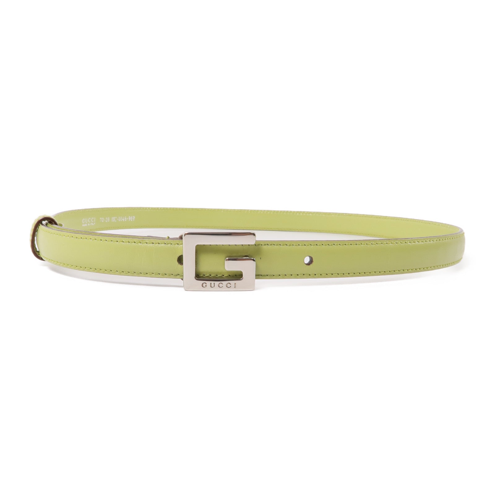 GUCCI 皮革Belt銀扣皮帶綠色