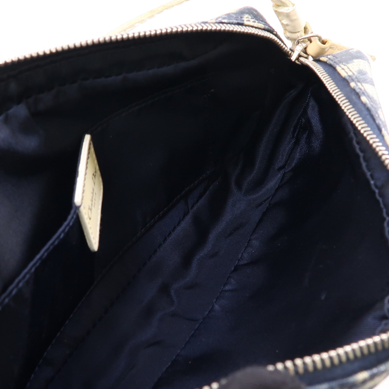 Dior CD SHW Shoulder Bag Handbag Coated Canvas Bule White