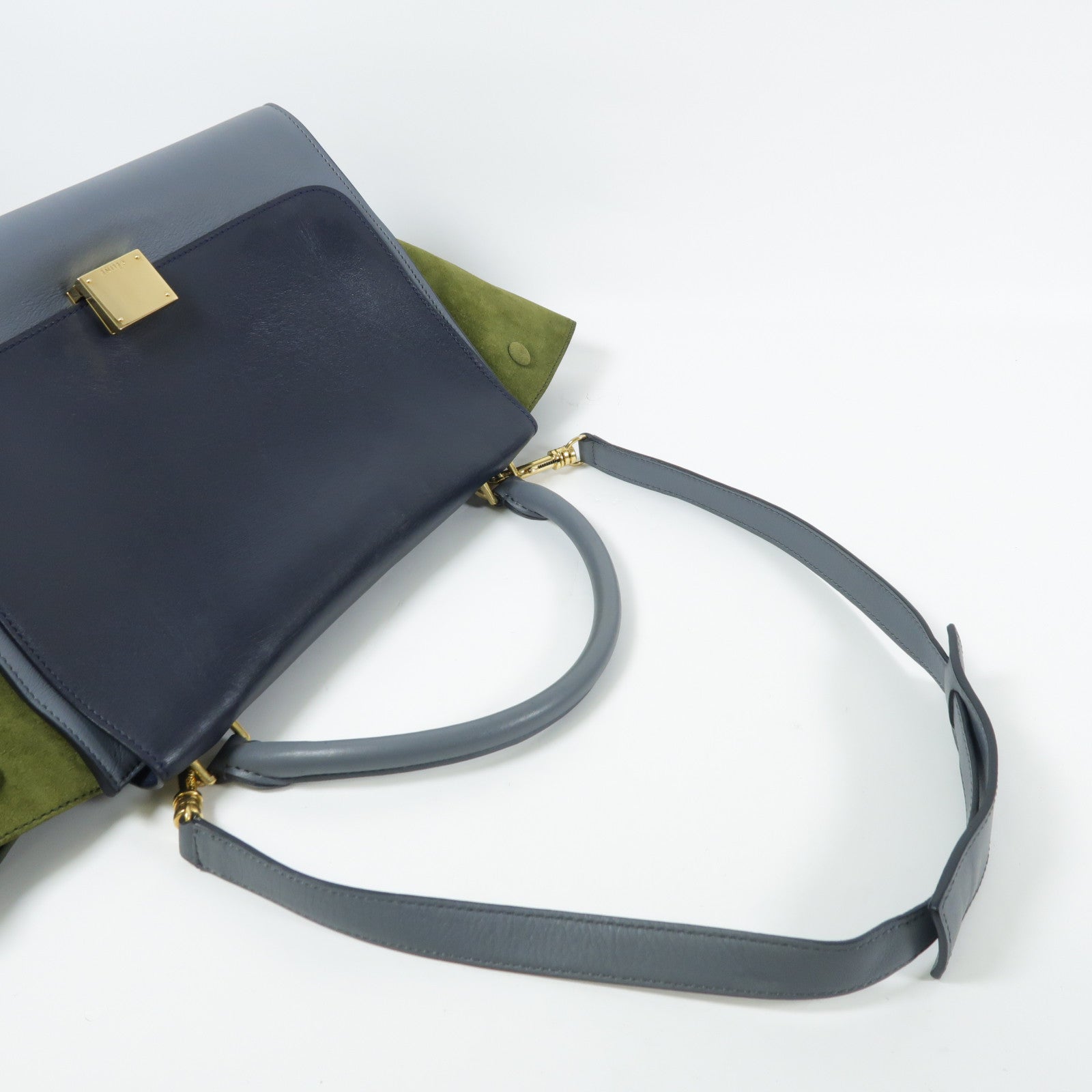 CELINE 牛皮/麂皮皮革Trapeze Medium金扣手挽肩背兩用袋