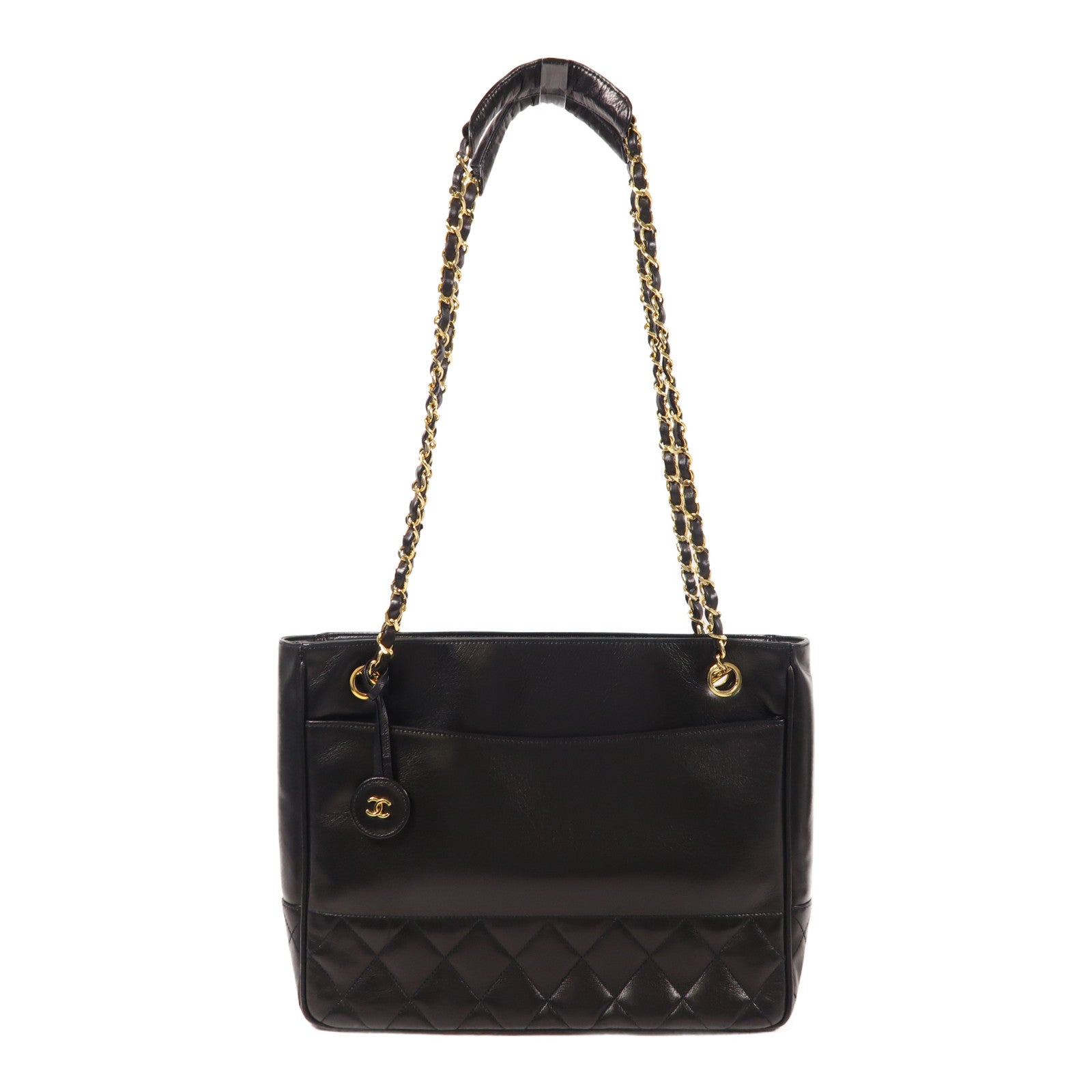 CHANEL 羊皮皮革Chain Shoulder金扣鏈帶肩背袋