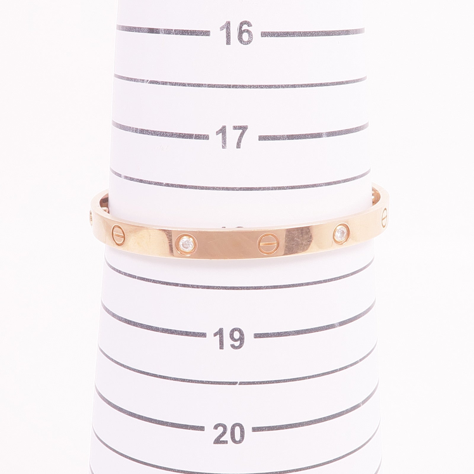 CARTIER 18K玫瑰金Love Bracelet 4 Diamonds鑽石手鐲Cartier#19