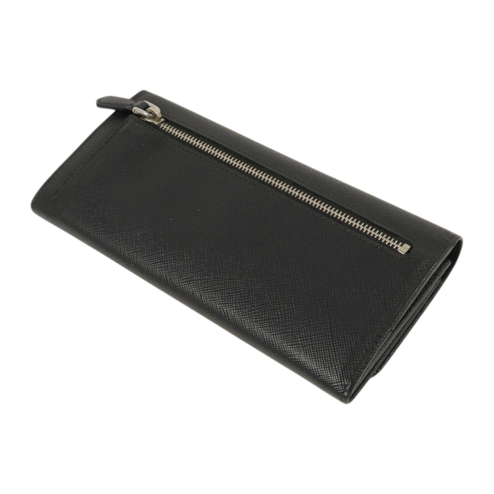 PRADA Saffiano皮革Long Wallet銀扣長錢包