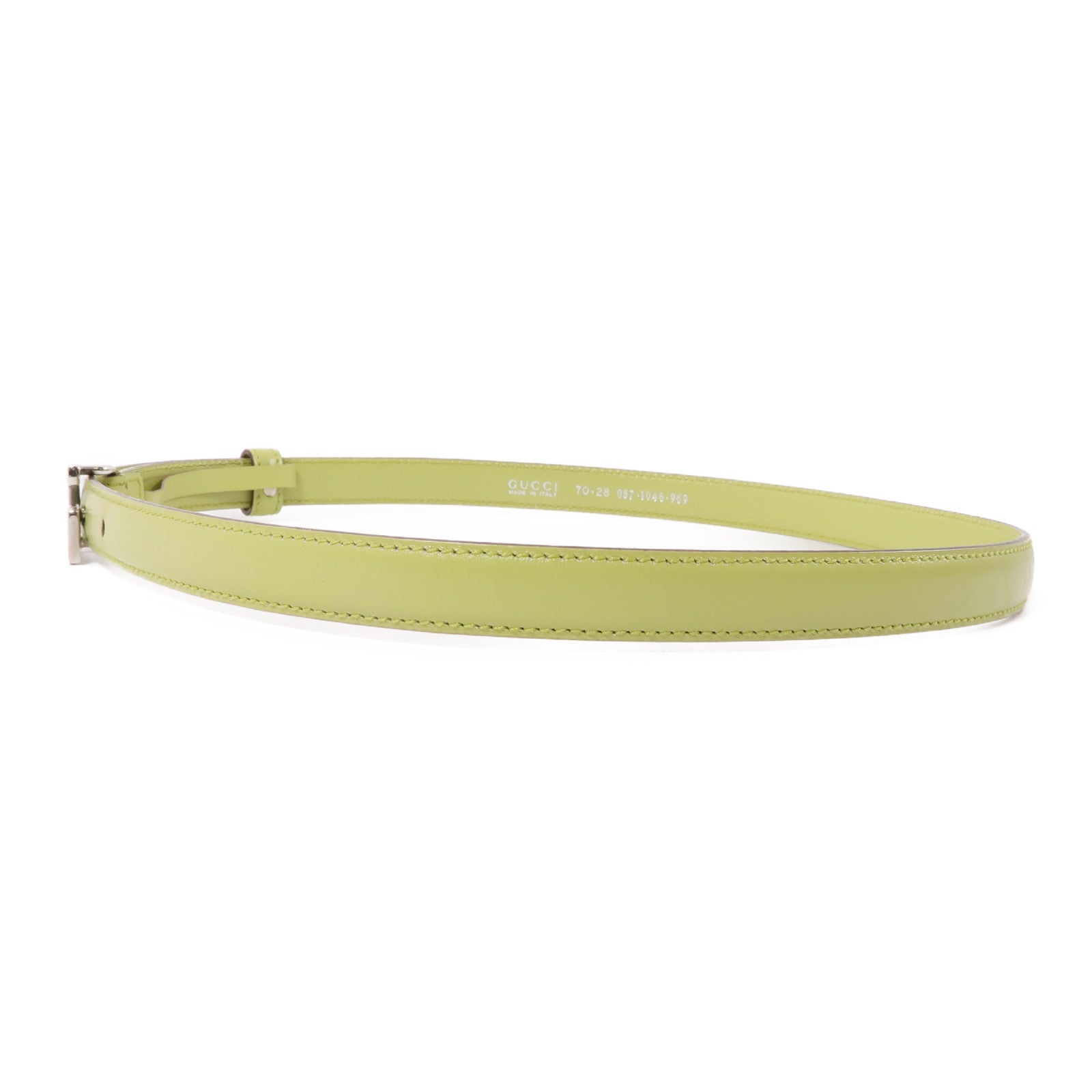 GUCCI 皮革Belt銀扣皮帶綠色