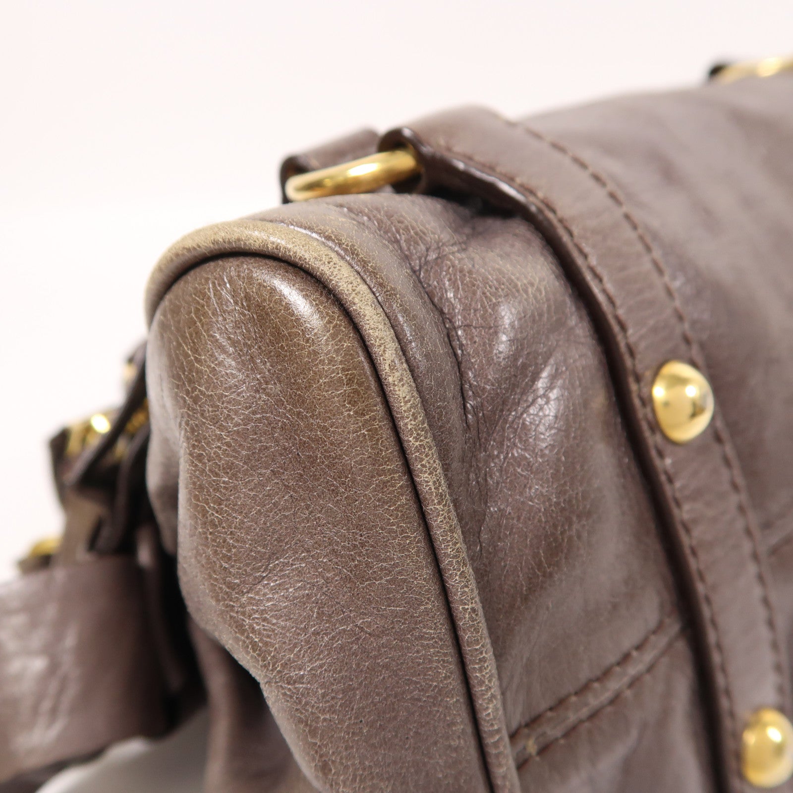 Miu Miu 牛皮皮革2 Way Shoulder金扣手挽肩背兩用袋
