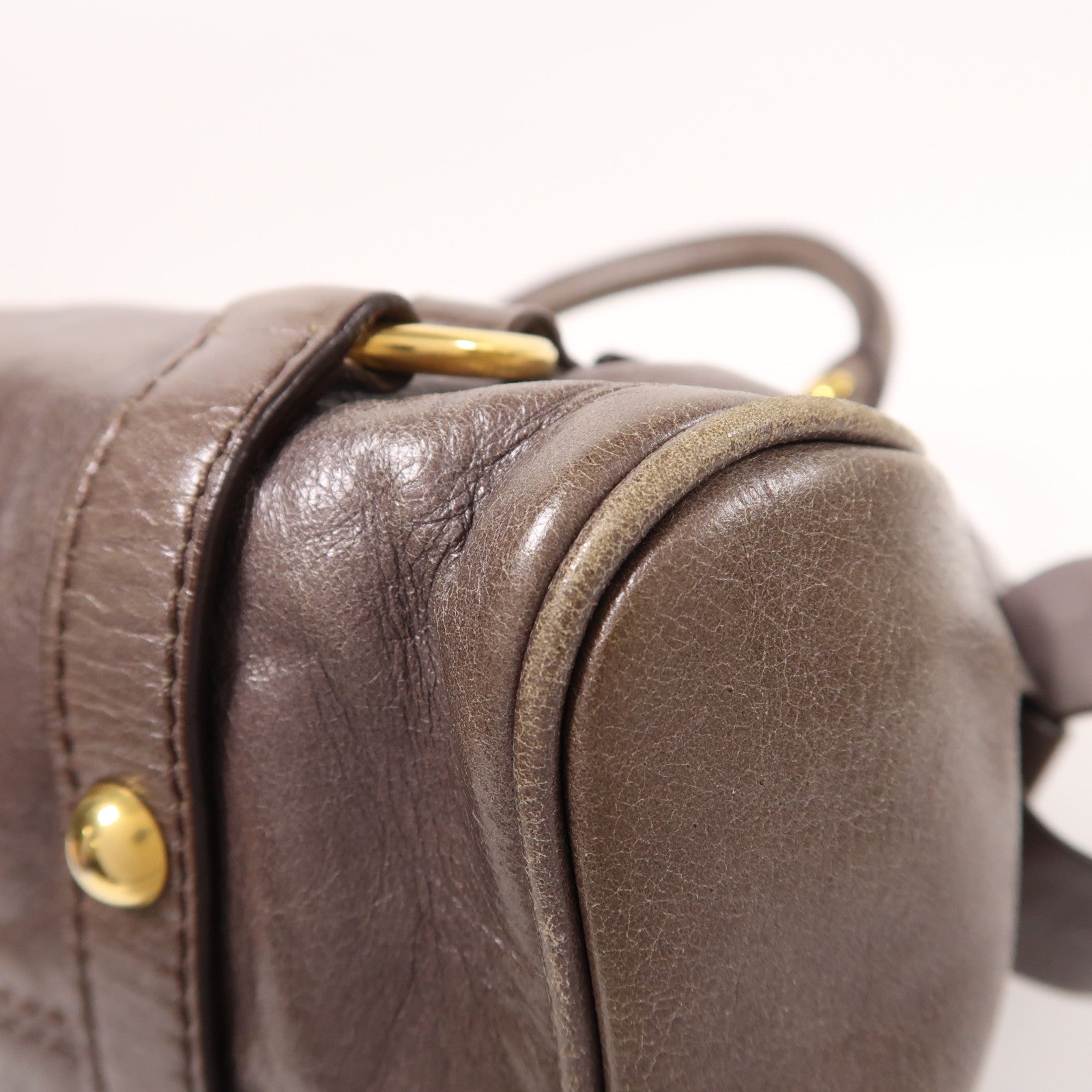 Miu Miu 牛皮皮革2 Way Shoulder金扣手挽肩背兩用袋