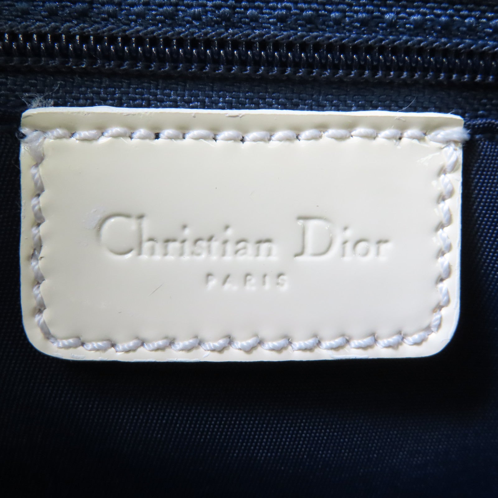 Dior 塗層帆布Hand Bag銀扣手挽袋藍色/白色