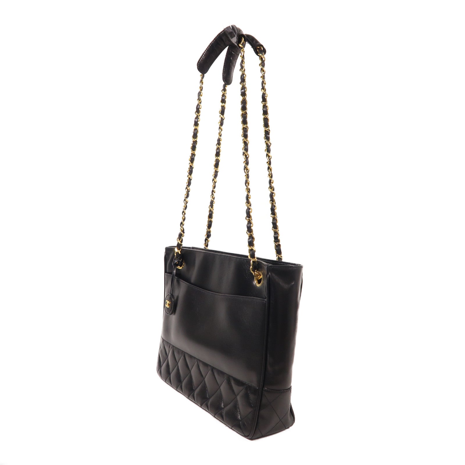 CHANEL 羊皮皮革Chain Shoulder金扣鏈帶肩背袋