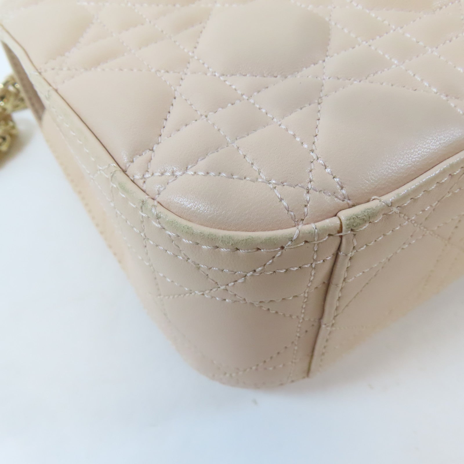 Dior 羊皮皮革Chain Shoulder金扣鏈帶肩背袋淺粉紅色