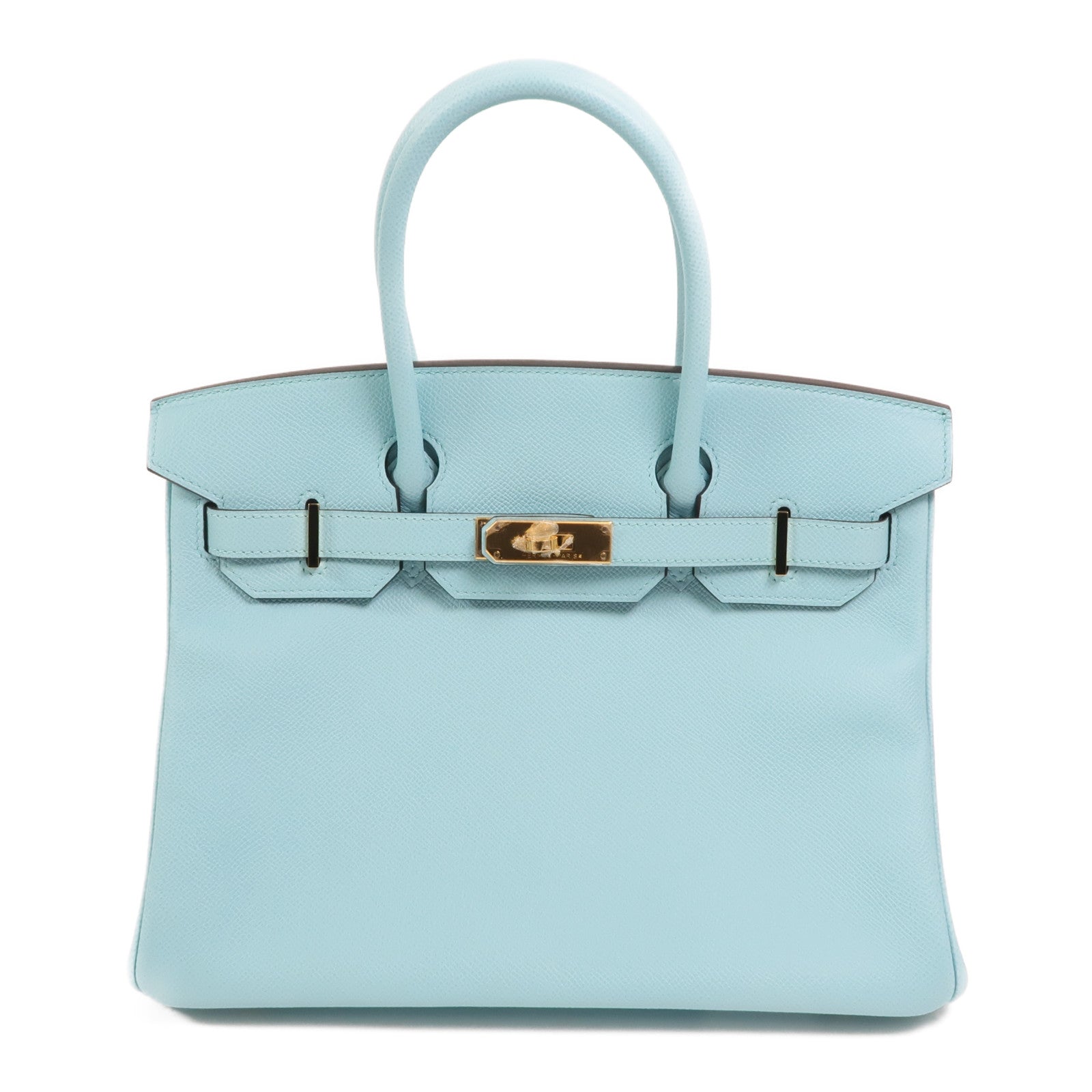 HERMES Epsom皮革Birkin 30金扣手挽袋Bleu Atoll