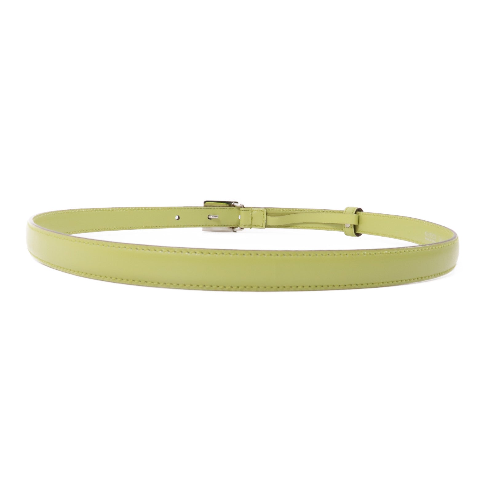 GUCCI 皮革Belt銀扣皮帶綠色