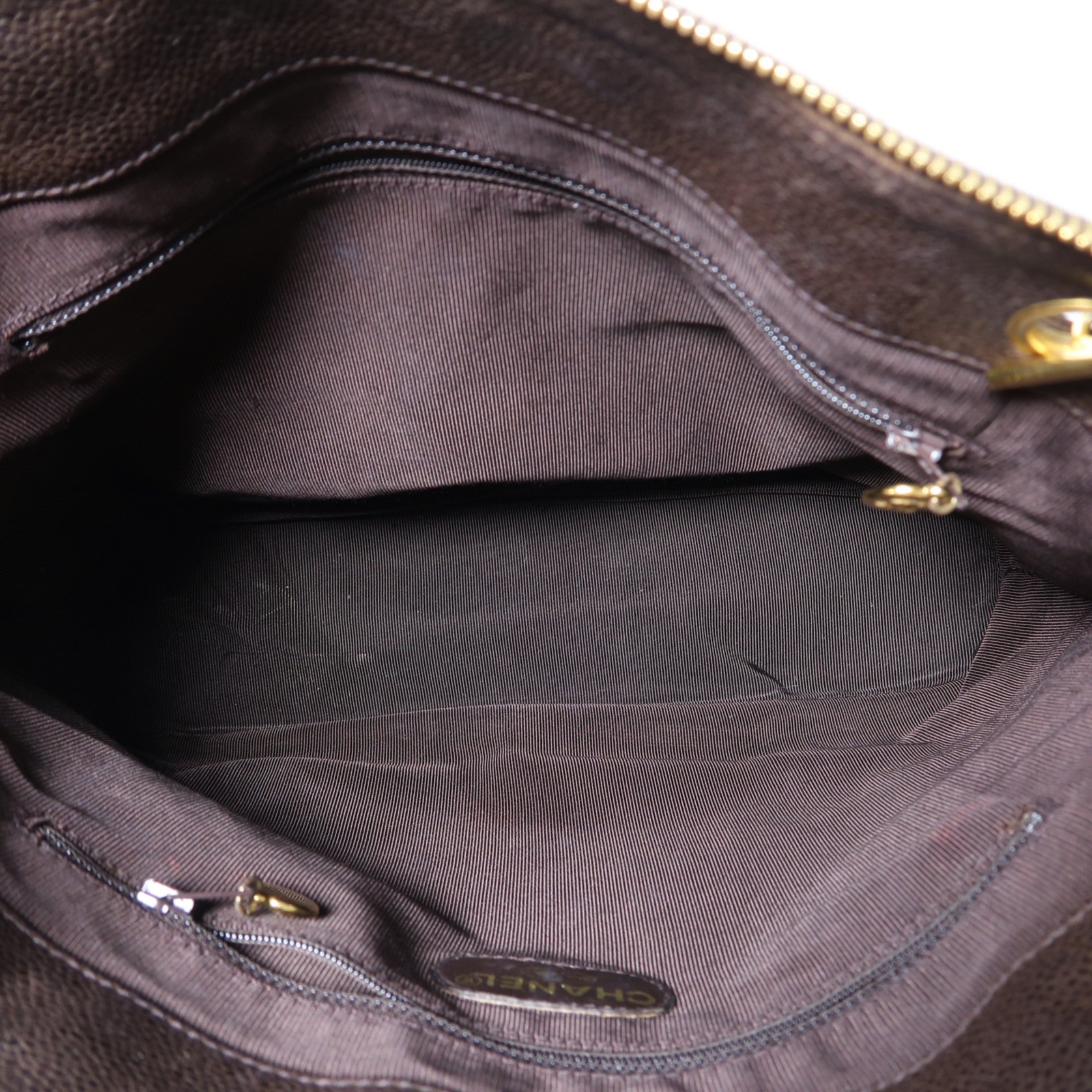 CHANEL Caviar皮革Shoulder Bag金扣肩背袋啡色