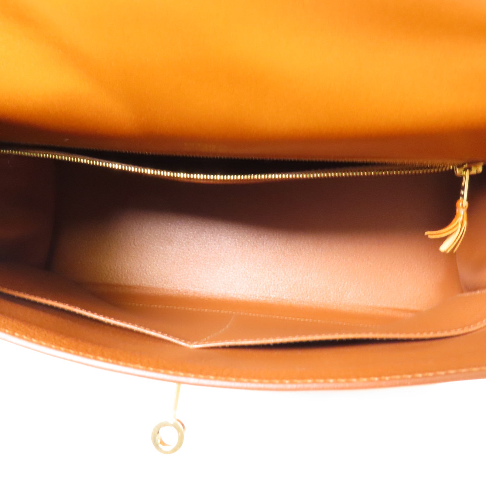 HERMES Tadelakt皮革Kelly Ghillies 35手挽肩背兩用袋34 Fauve
