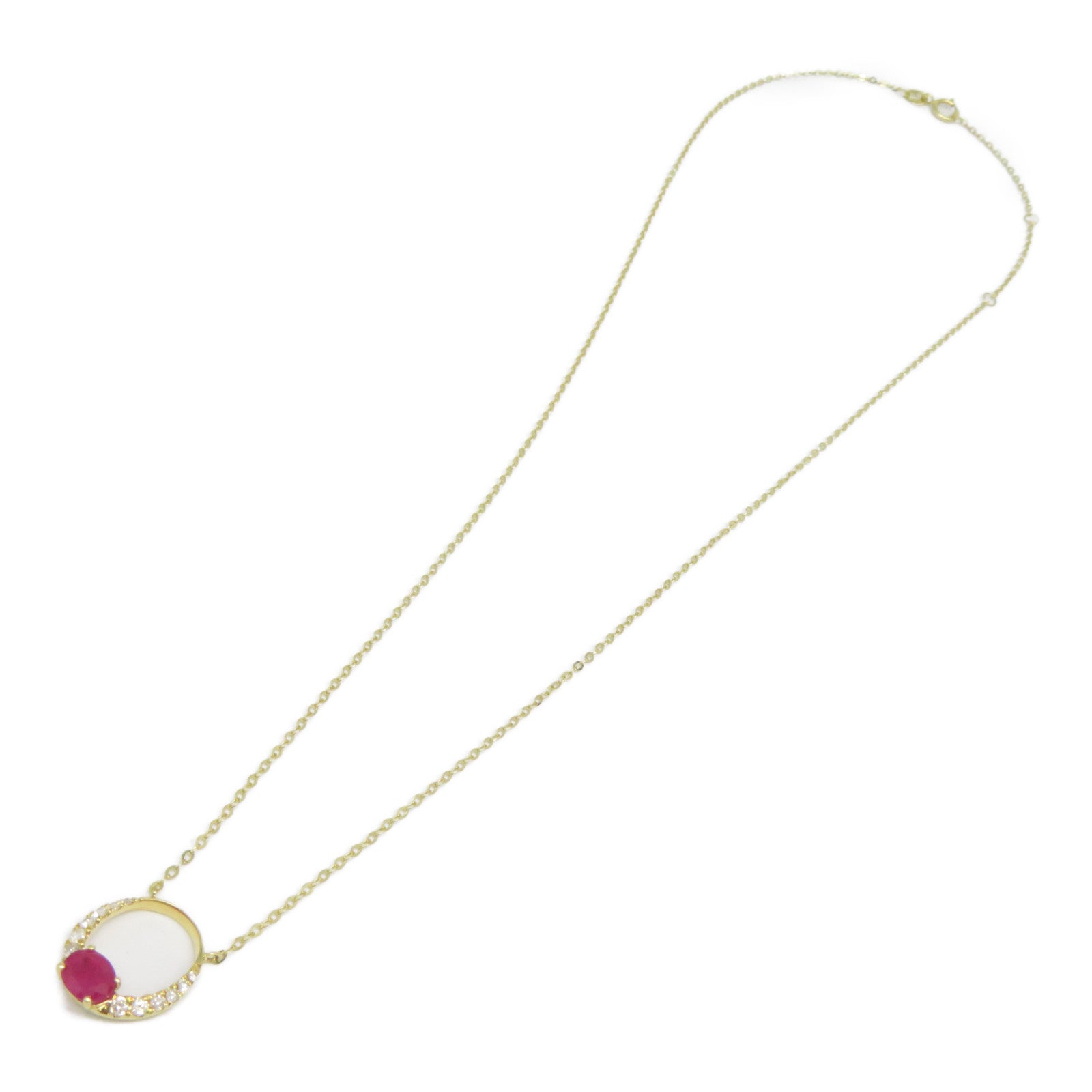 JEWELRY 【激減優惠】18K黃金Ruby Diamond Necklace 0.53ct紅寶石/0.12ct鑽石項鍊