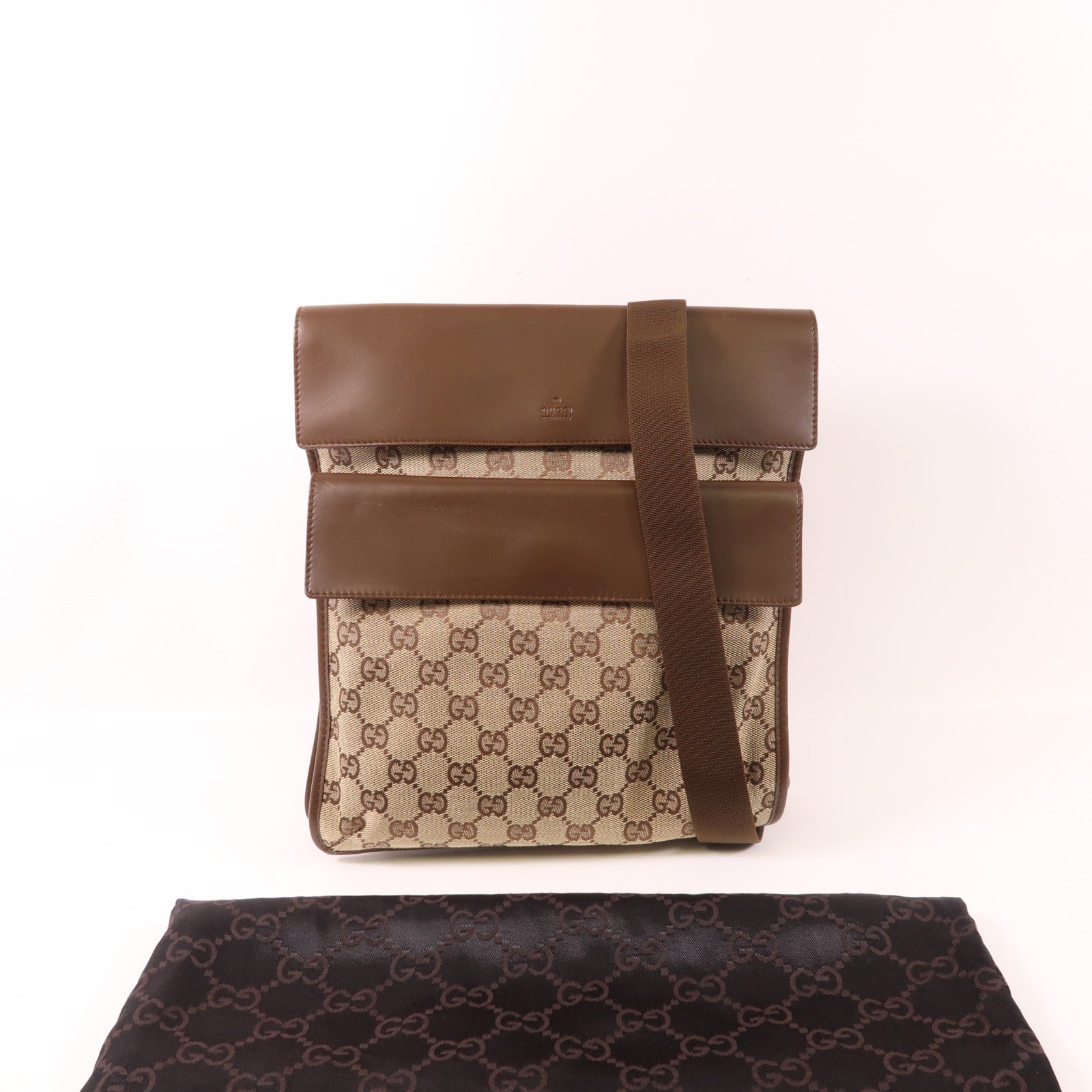GUCCI 帆布Shoulder Bag銀扣肩背袋