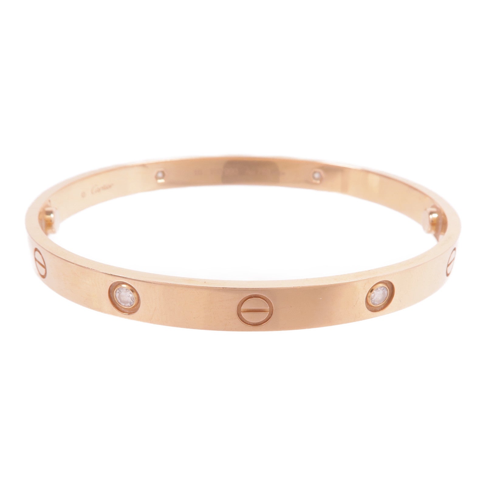 CARTIER 18K玫瑰金Love Bracelet 4 Diamonds鑽石手鐲Cartier#19